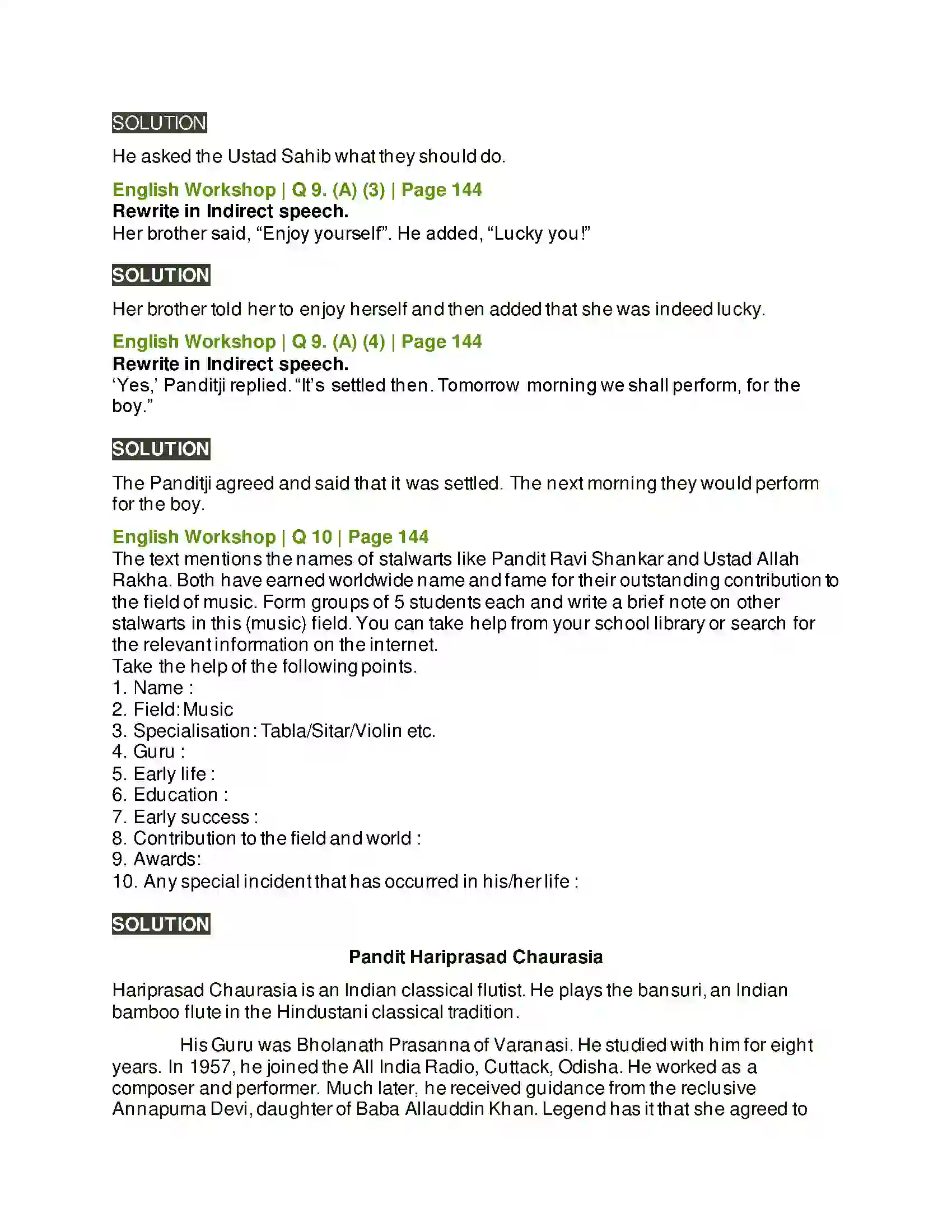Maharashtra Board Class 10th Kumarbharati - English Medium 3.6 The Concert Solution 9