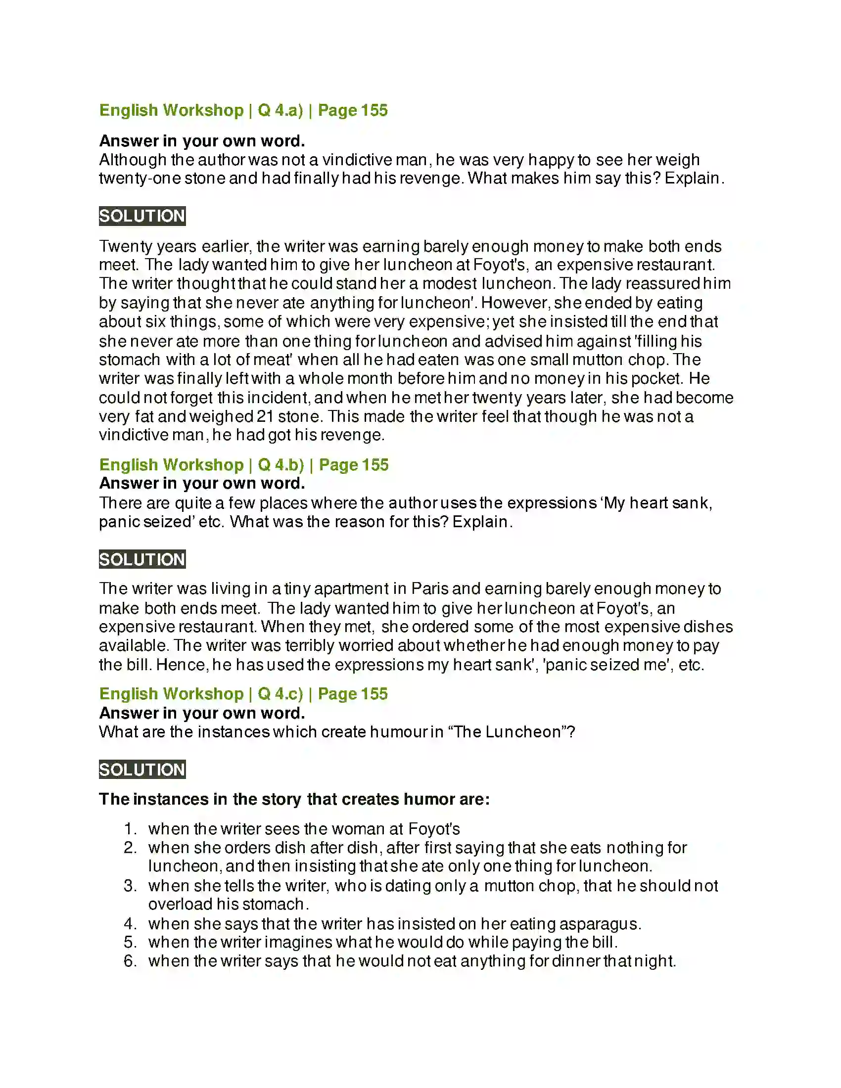 Maharashtra Board Class 10th Kumarbharati - English Medium 4.2 The Luncheon Solution 5