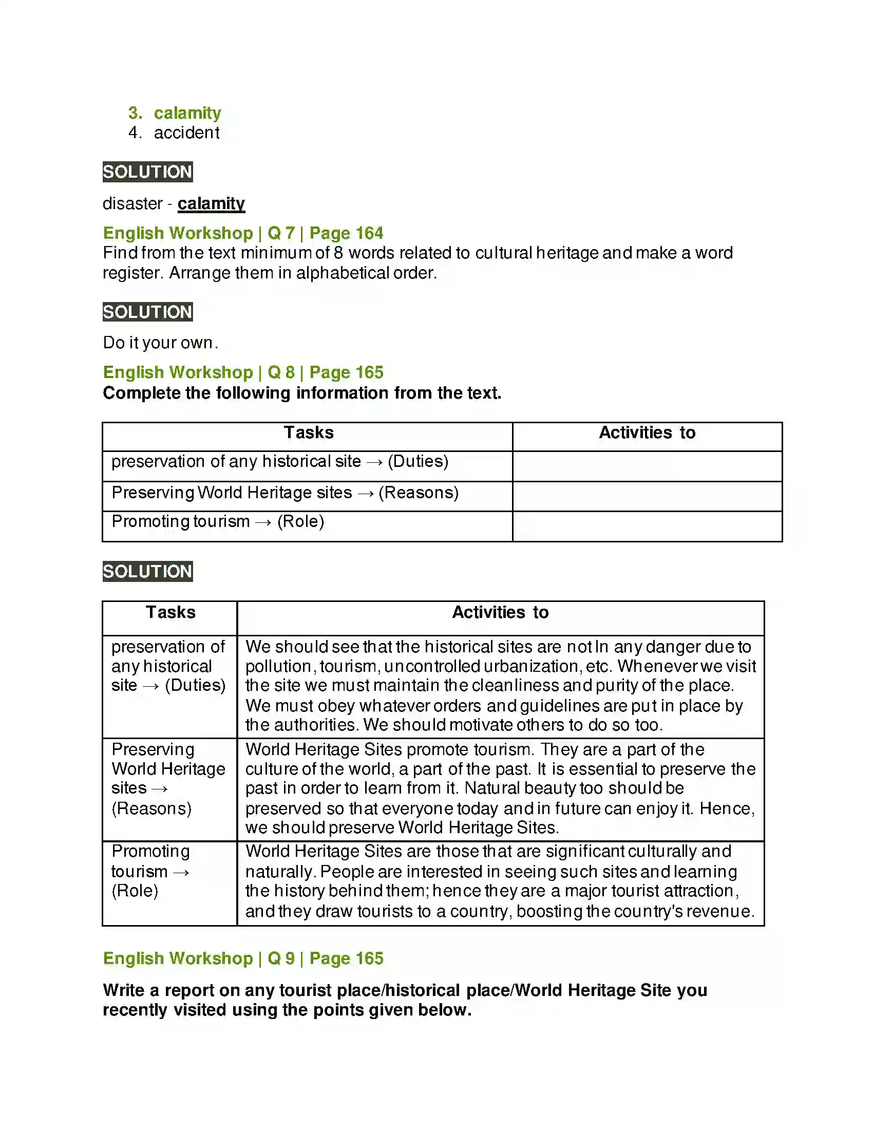 Maharashtra Board Class 10th Kumarbharati - English Medium 4.3 World Hertiage Solution 10