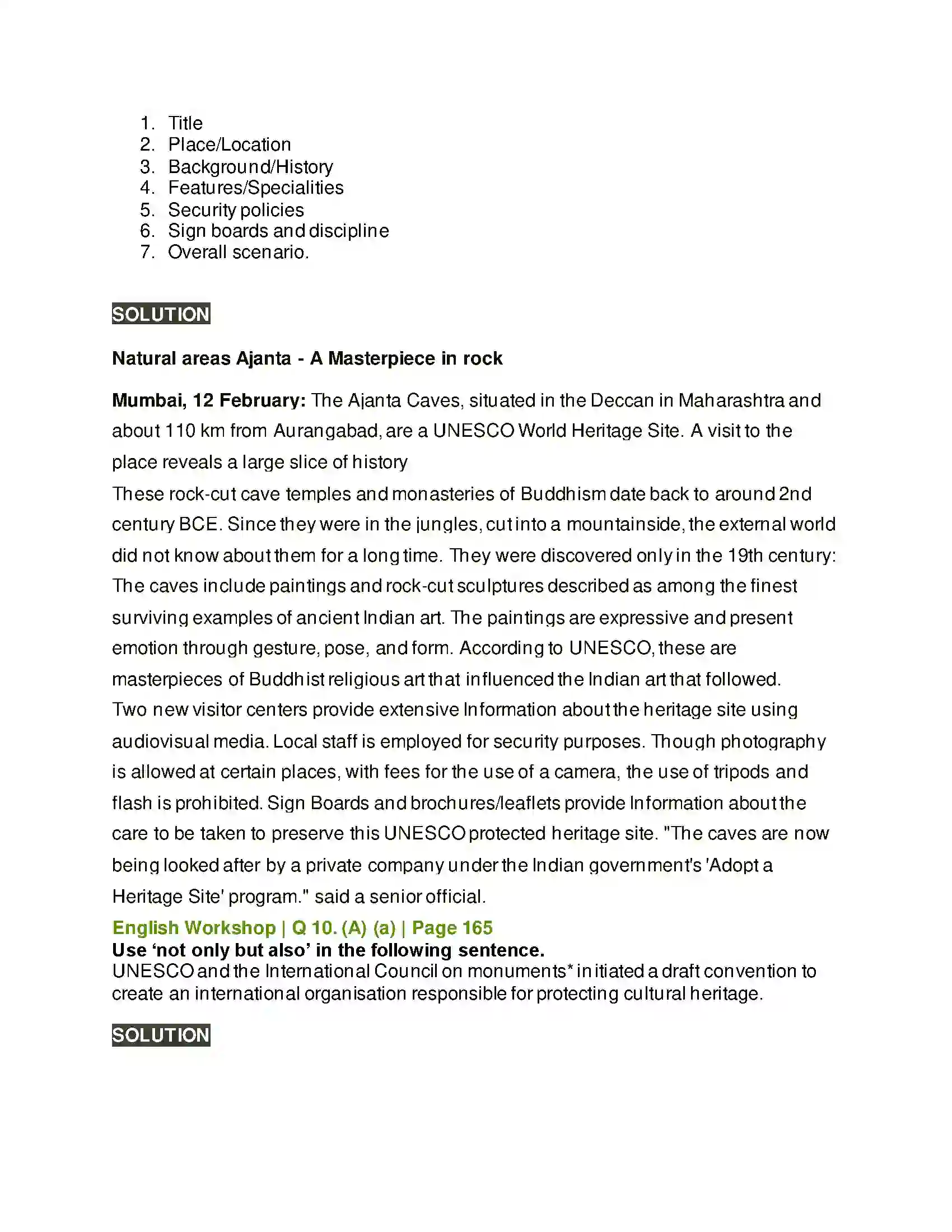 Maharashtra Board Class 10th Kumarbharati - English Medium 4.3 World Hertiage Solution 11