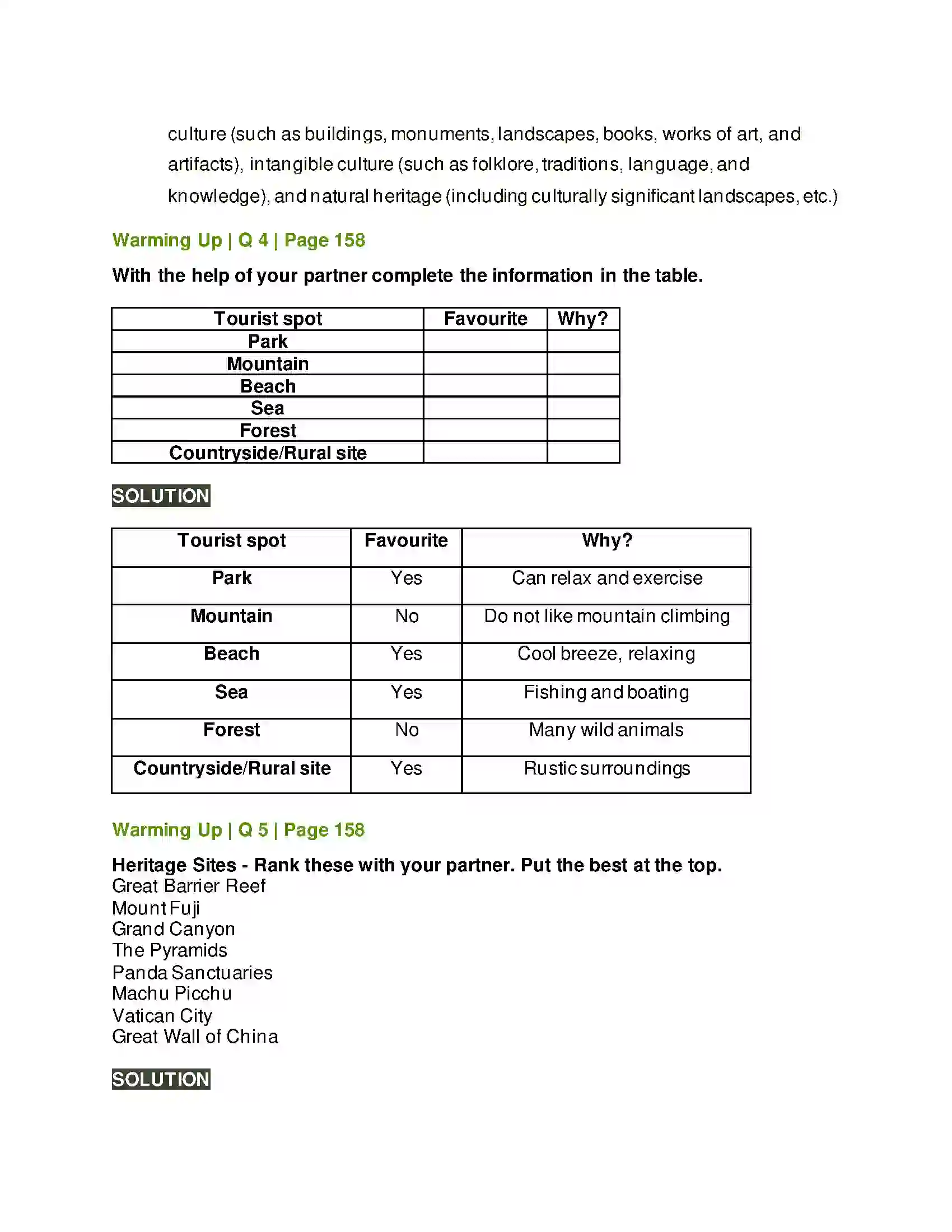 Maharashtra Board Class 10th Kumarbharati - English Medium 4.3 World Hertiage Solution 3