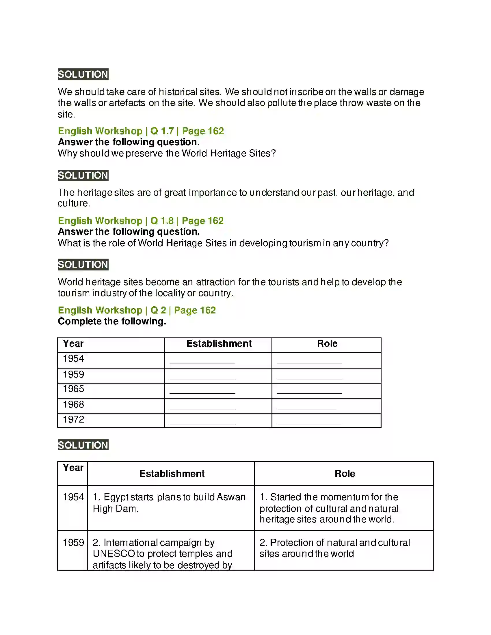 Maharashtra Board Class 10th Kumarbharati - English Medium 4.3 World Hertiage Solution 5