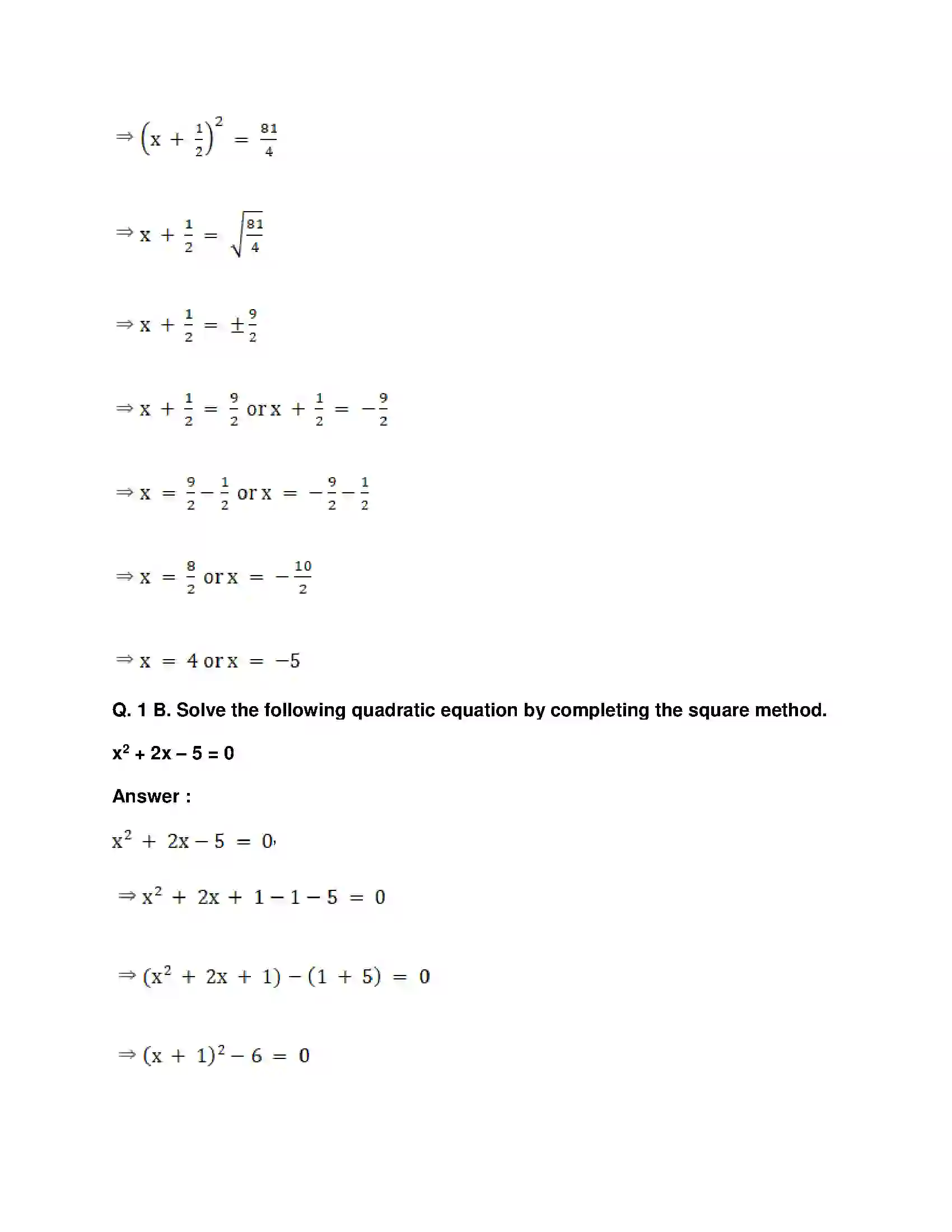 Maharashtra Board Class 10th Mathematics Part-I - English Medium Quadratic Equations Solution 14