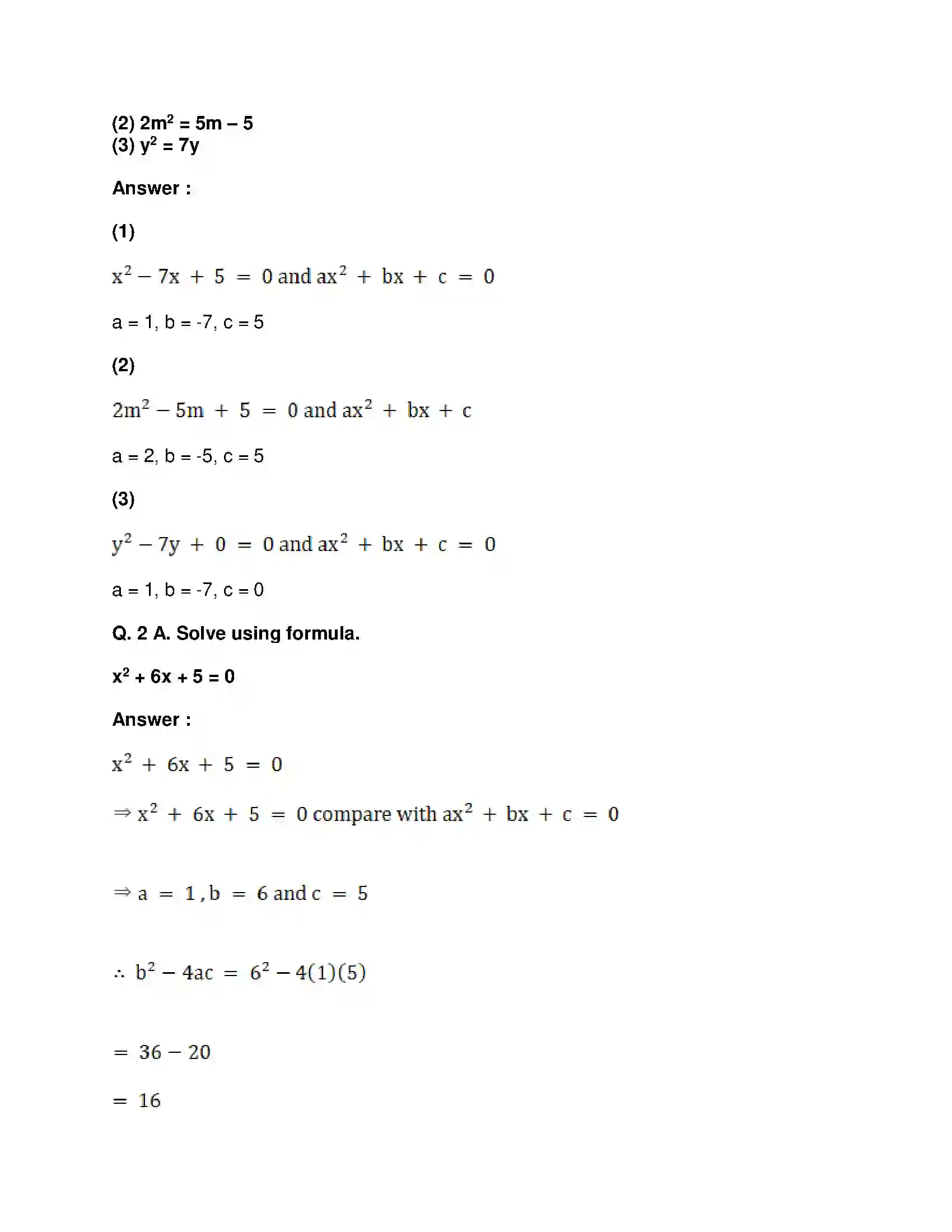 Maharashtra Board Class 10th Mathematics Part-I - English Medium Quadratic Equations Solution 19