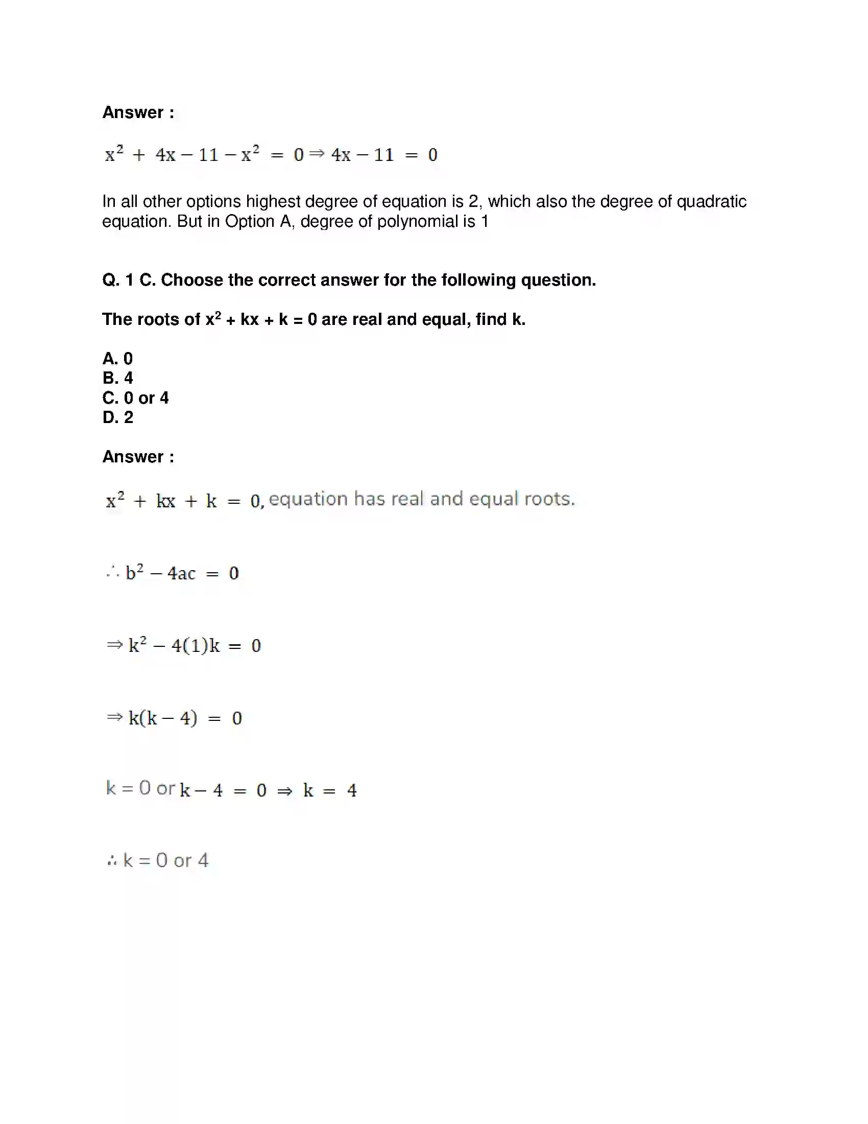 Maharashtra Board Class 10th Mathematics Part-I - English Medium Quadratic Equations Solution 43