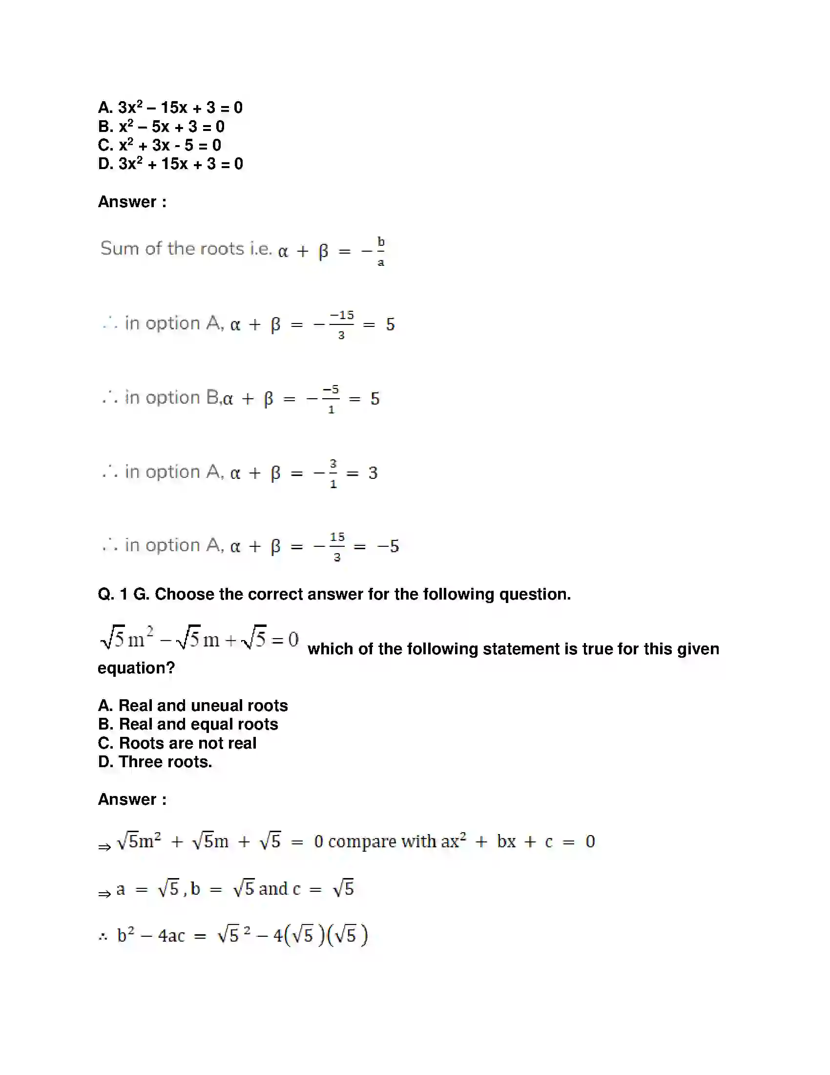 Maharashtra Board Class 10th Mathematics Part-I - English Medium Quadratic Equations Solution 46