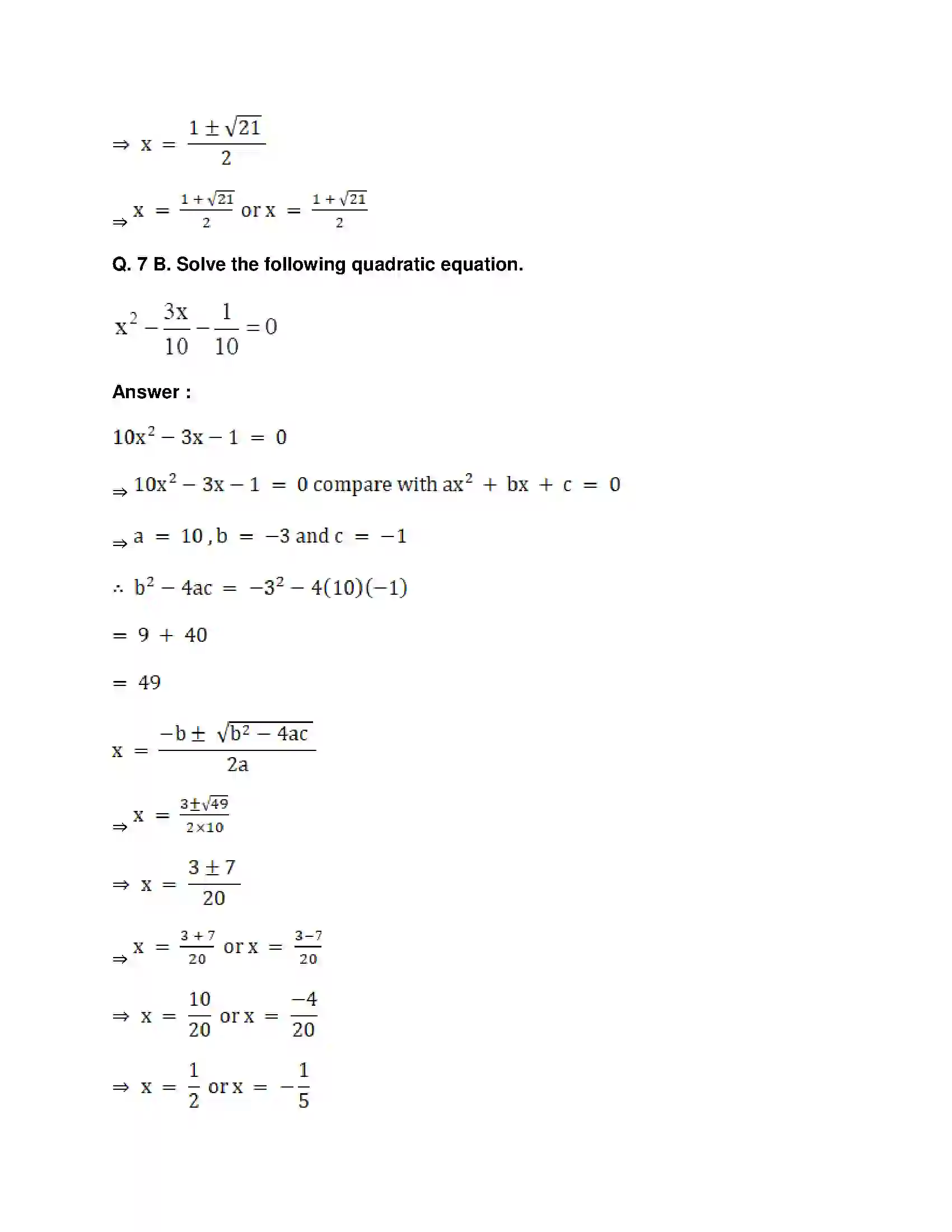 Maharashtra Board Class 10th Mathematics Part-I - English Medium Quadratic Equations Solution 53