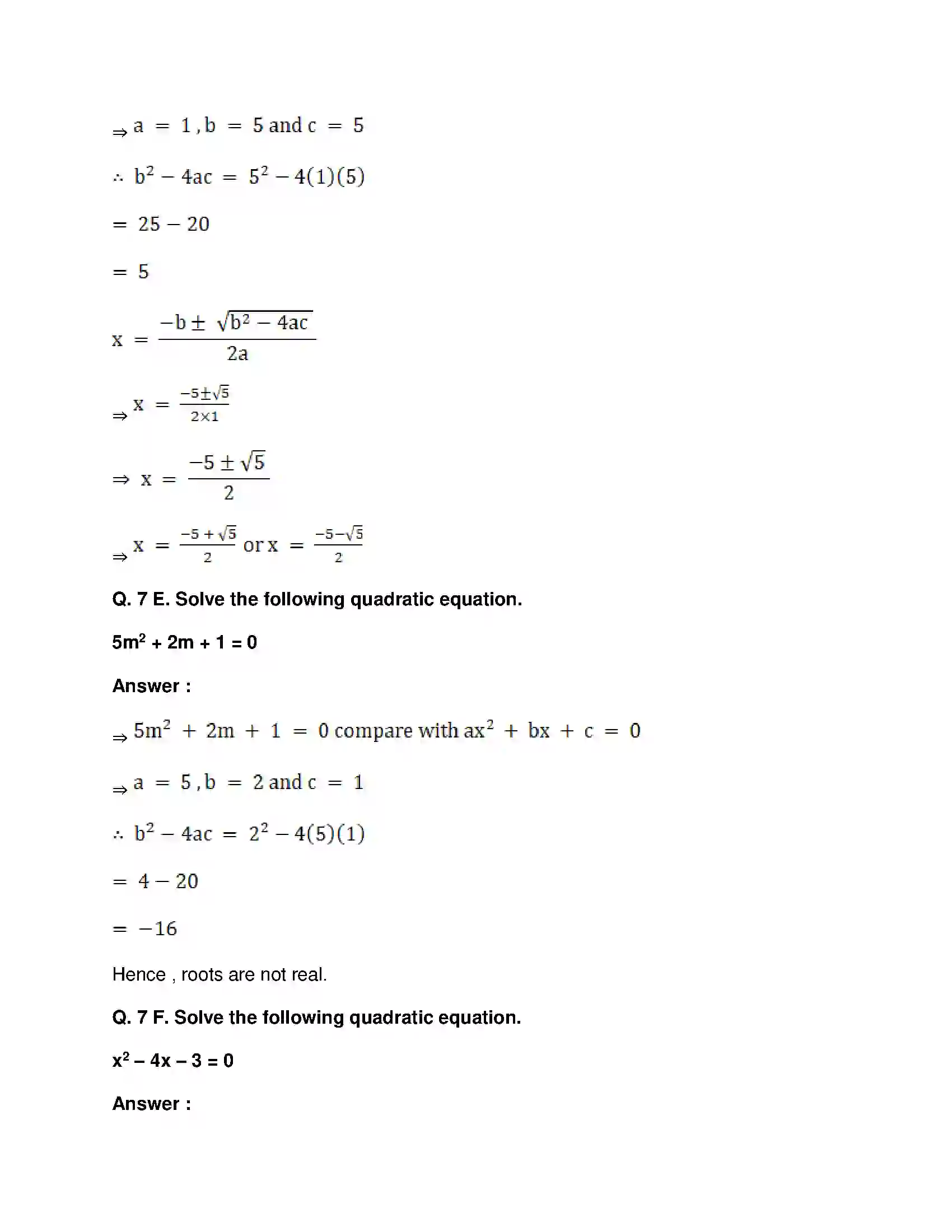 Maharashtra Board Class 10th Mathematics Part-I - English Medium Quadratic Equations Solution 55