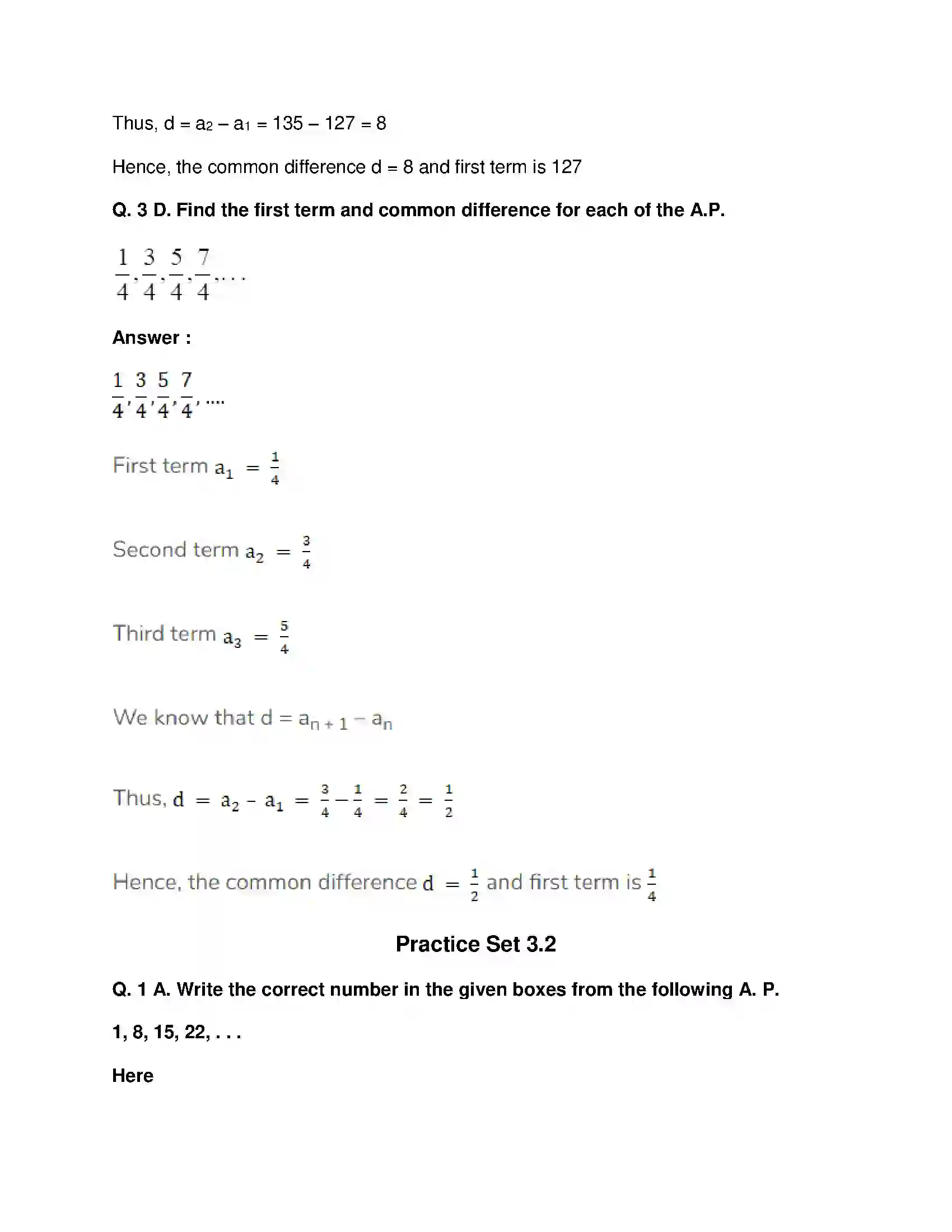 Maharashtra Board Class 10th Mathematics Part-I - English Medium Arithmetic Progression Solution 10
