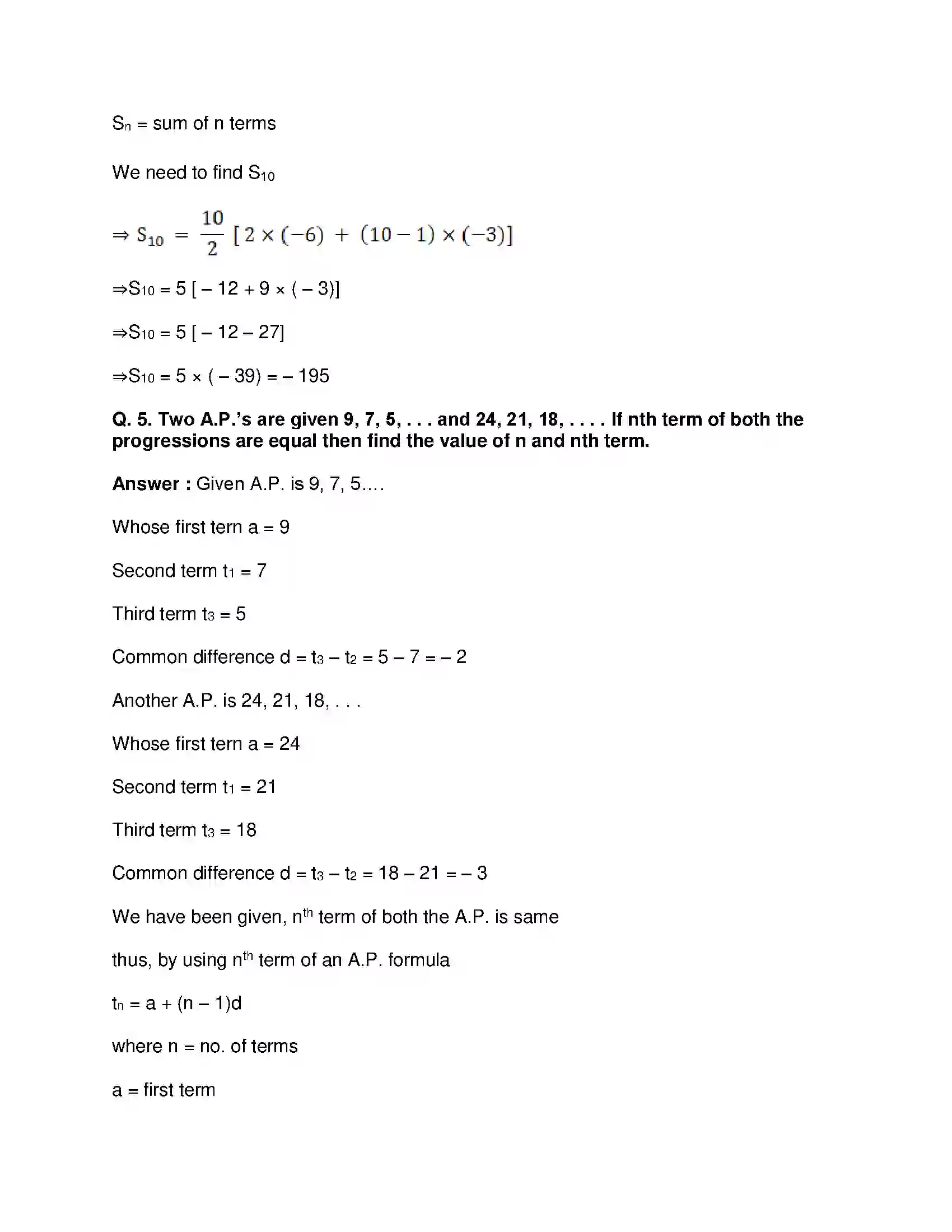 Maharashtra Board Class 10th Mathematics Part-I - English Medium Arithmetic Progression Solution 53
