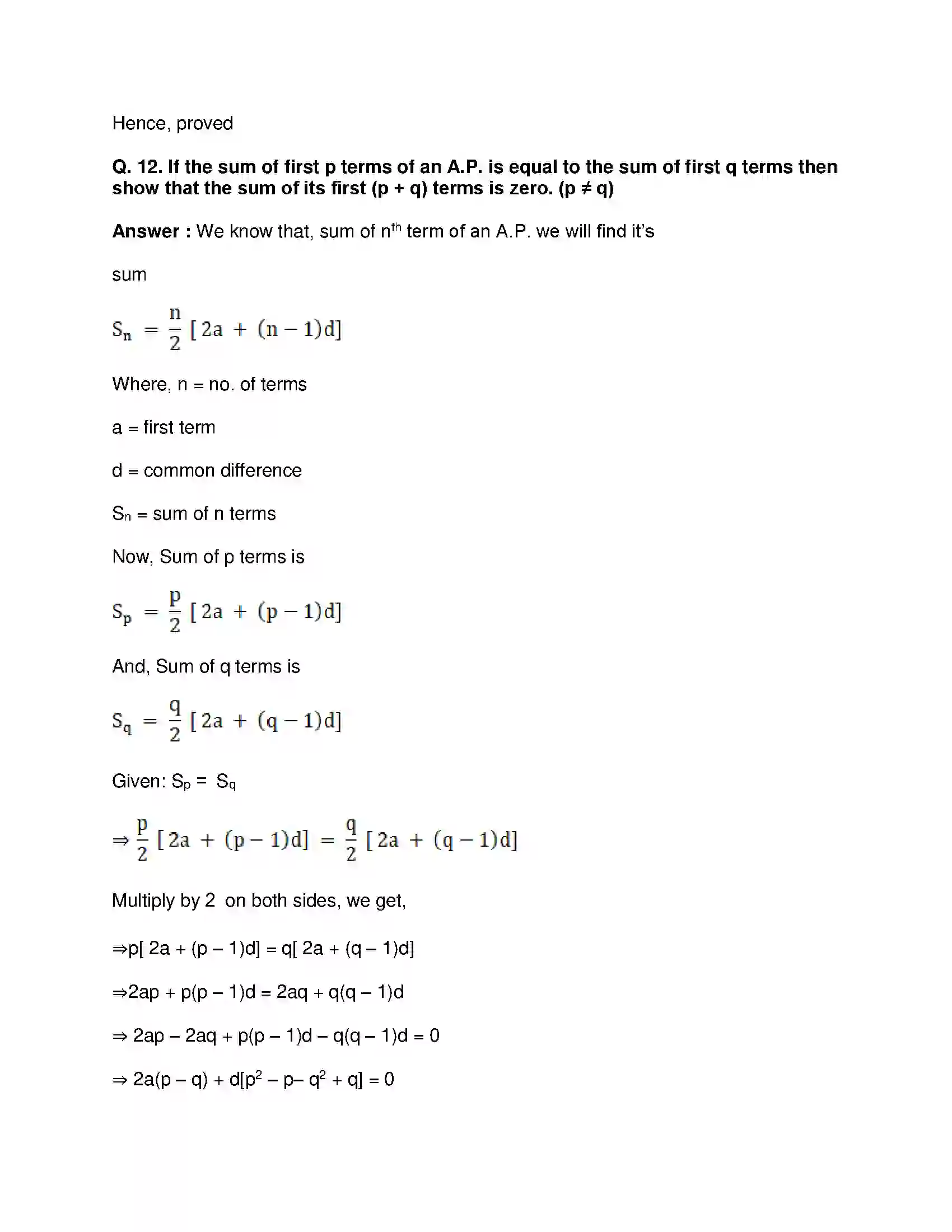 Maharashtra Board Class 10th Mathematics Part-I - English Medium Arithmetic Progression Solution 63