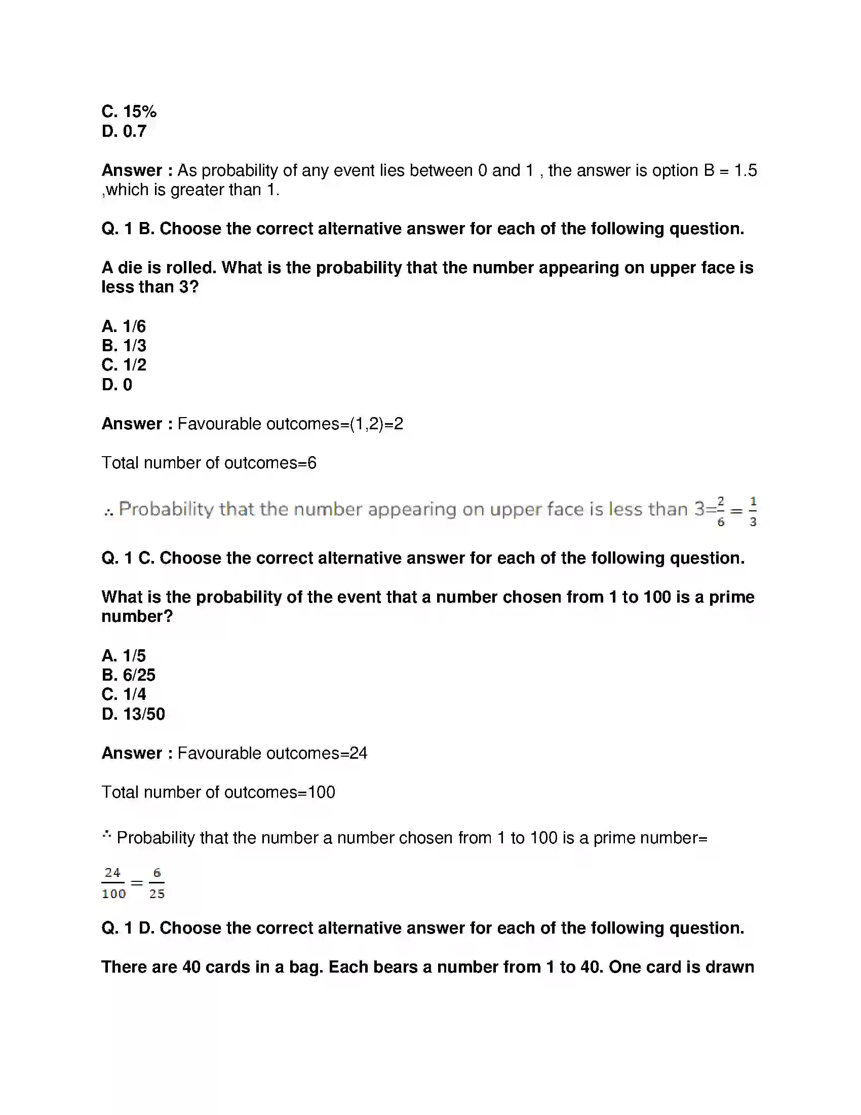 Maharashtra Board Class 10th Mathematics Part-I - English Medium Probability Solution 10