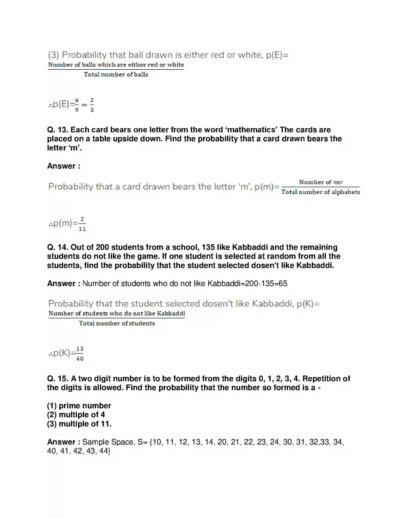 Maharashtra Board Class 10th Mathematics Part-I - English Medium Probability Solution 19