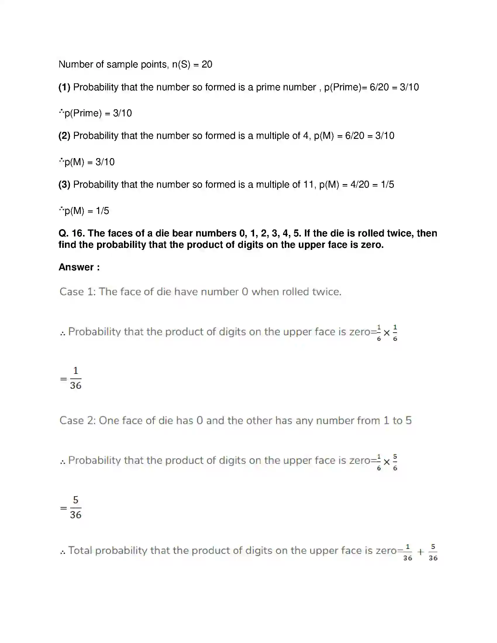 Maharashtra Board Class 10th Mathematics Part-I - English Medium Probability Solution 20