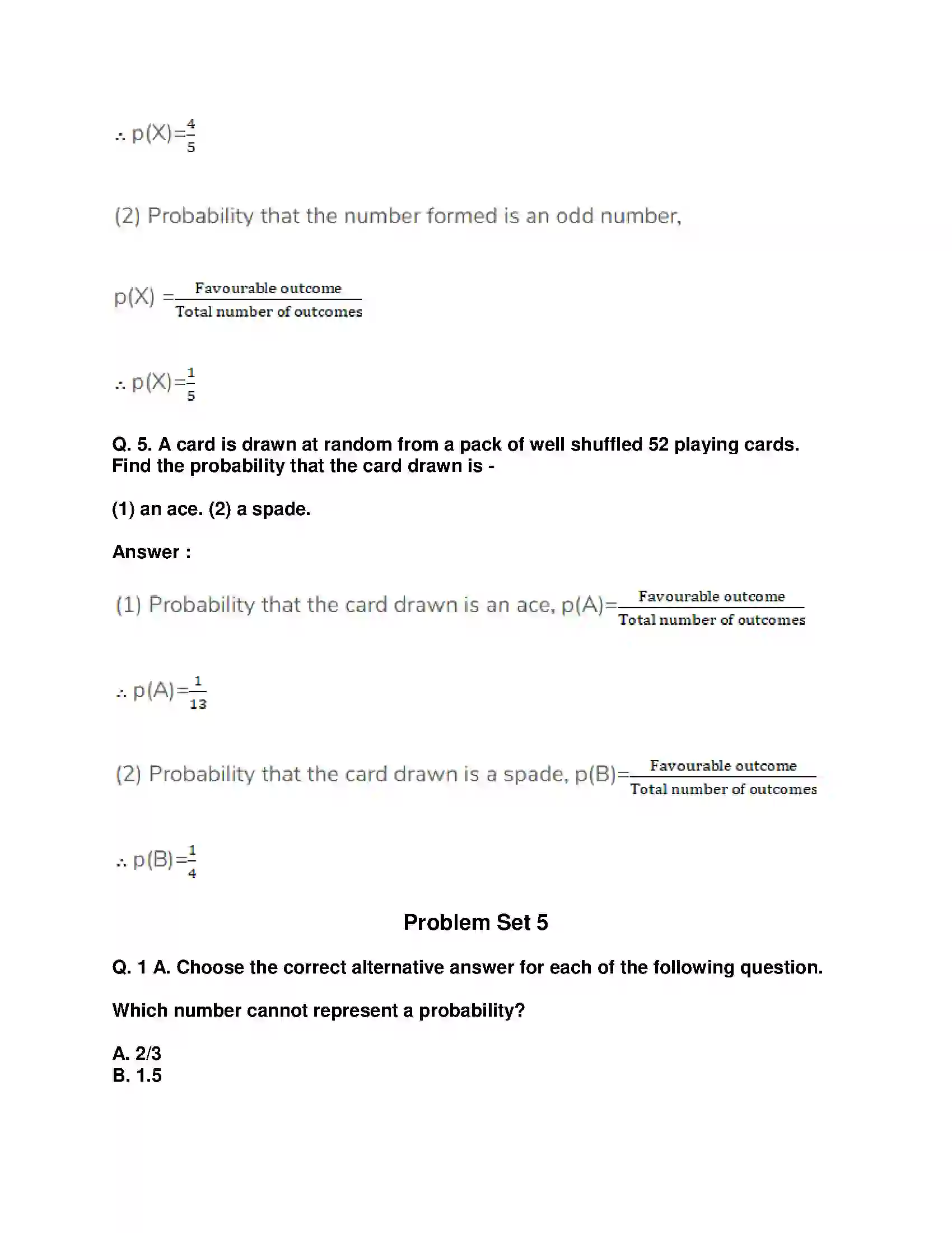 Maharashtra Board Class 10th Mathematics Part-I - English Medium Probability Solution 9