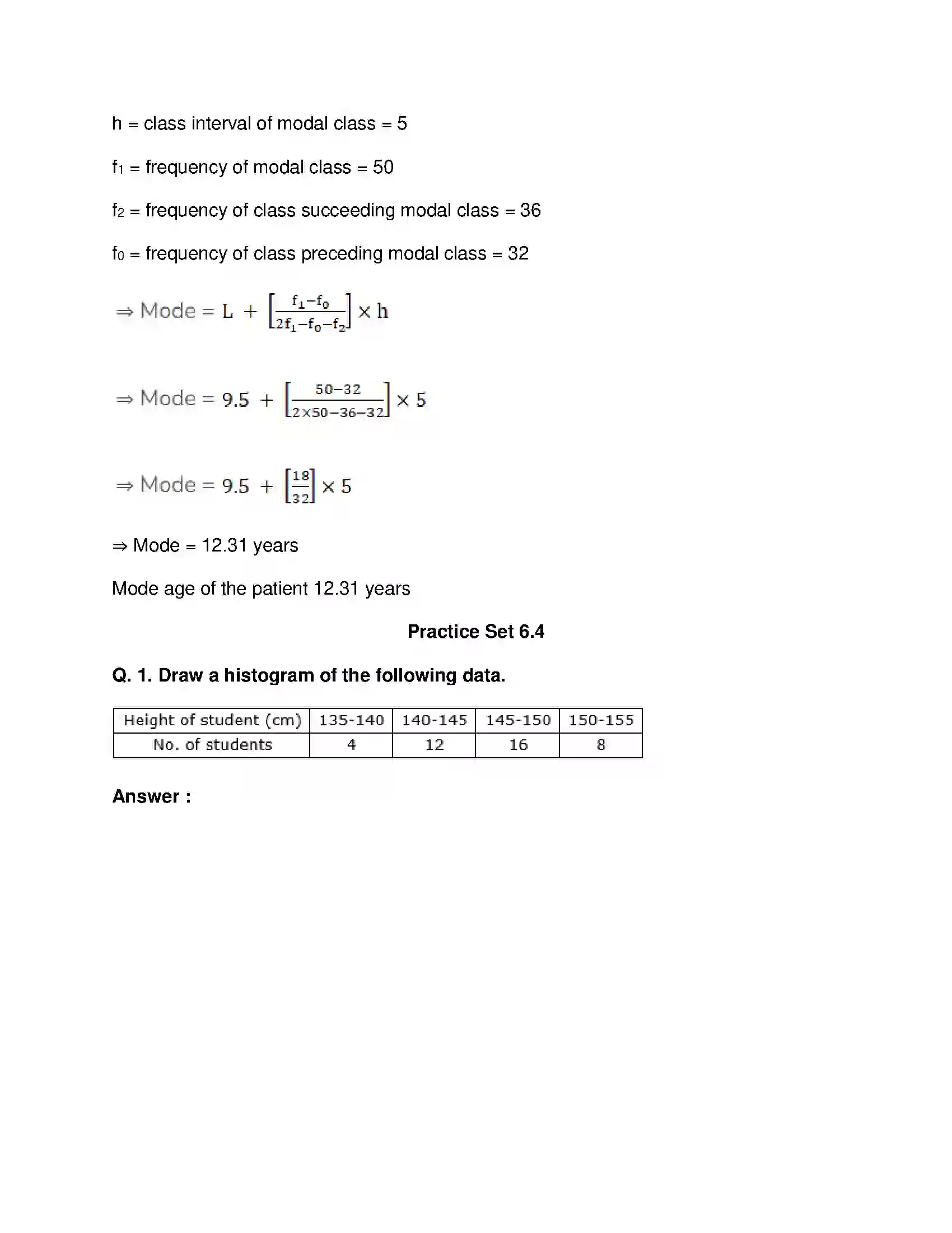 Maharashtra Board Class 10th Mathematics Part-I - English Medium Statistics Solution 14
