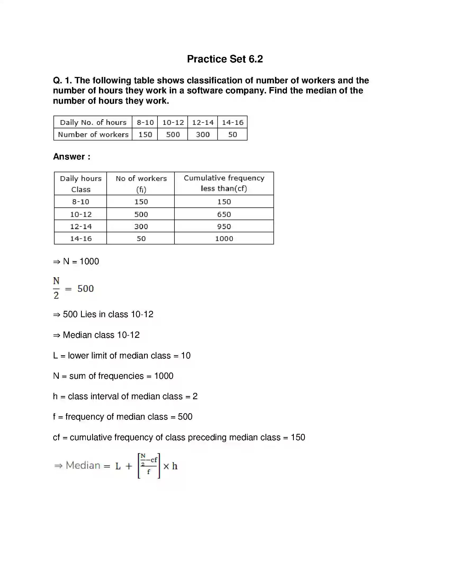 Maharashtra Board Class 10th Mathematics Part-I - English Medium Statistics Solution 6