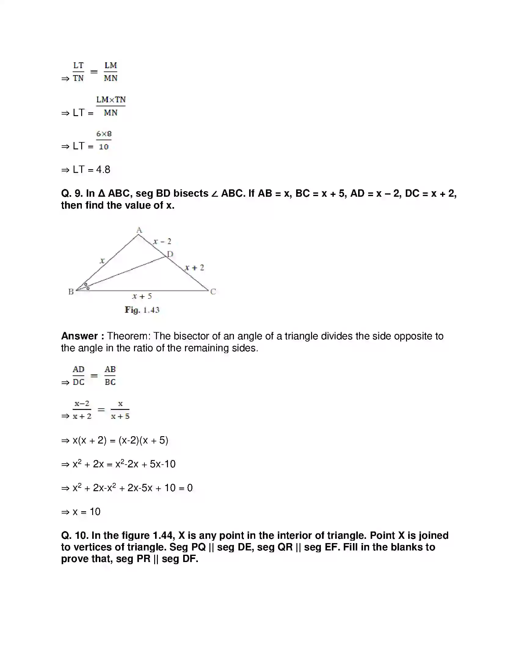 Maharashtra Board Class 10th Mathematics Part-II - English Medium Similarity Solution 12