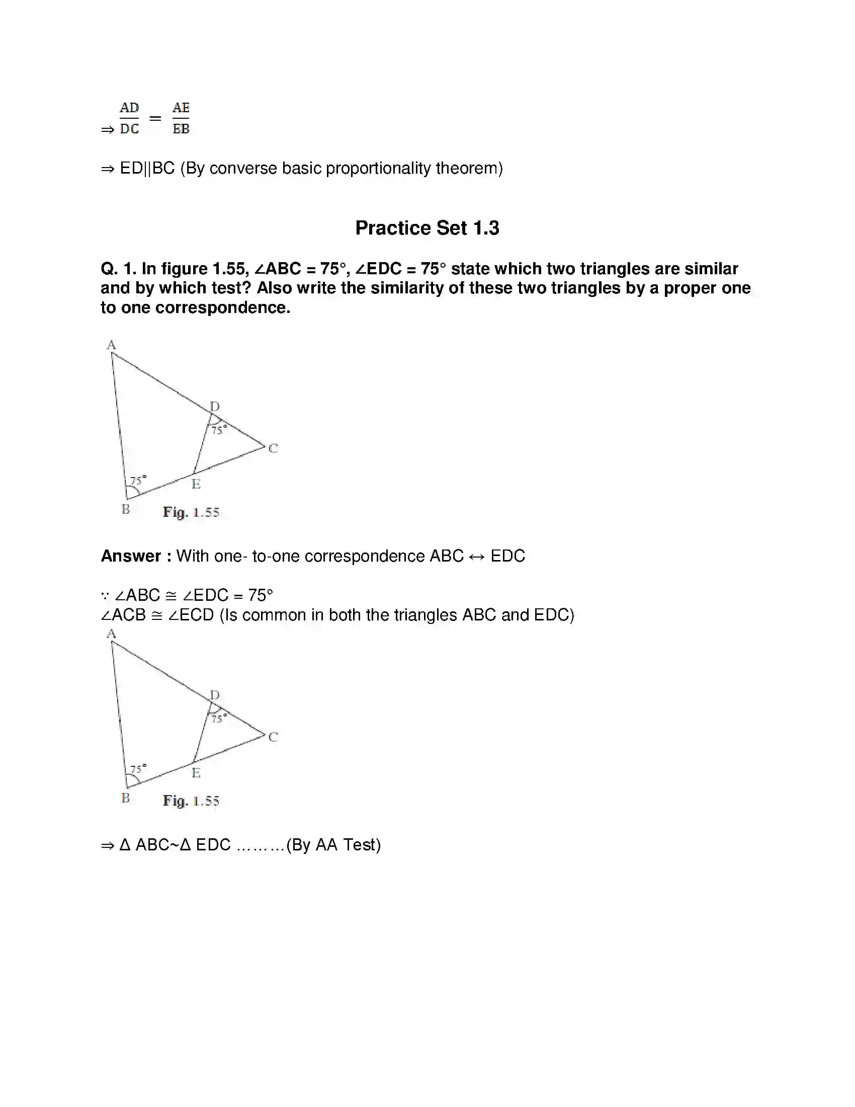 Maharashtra Board Class 10th Mathematics Part-II - English Medium Similarity Solution 15