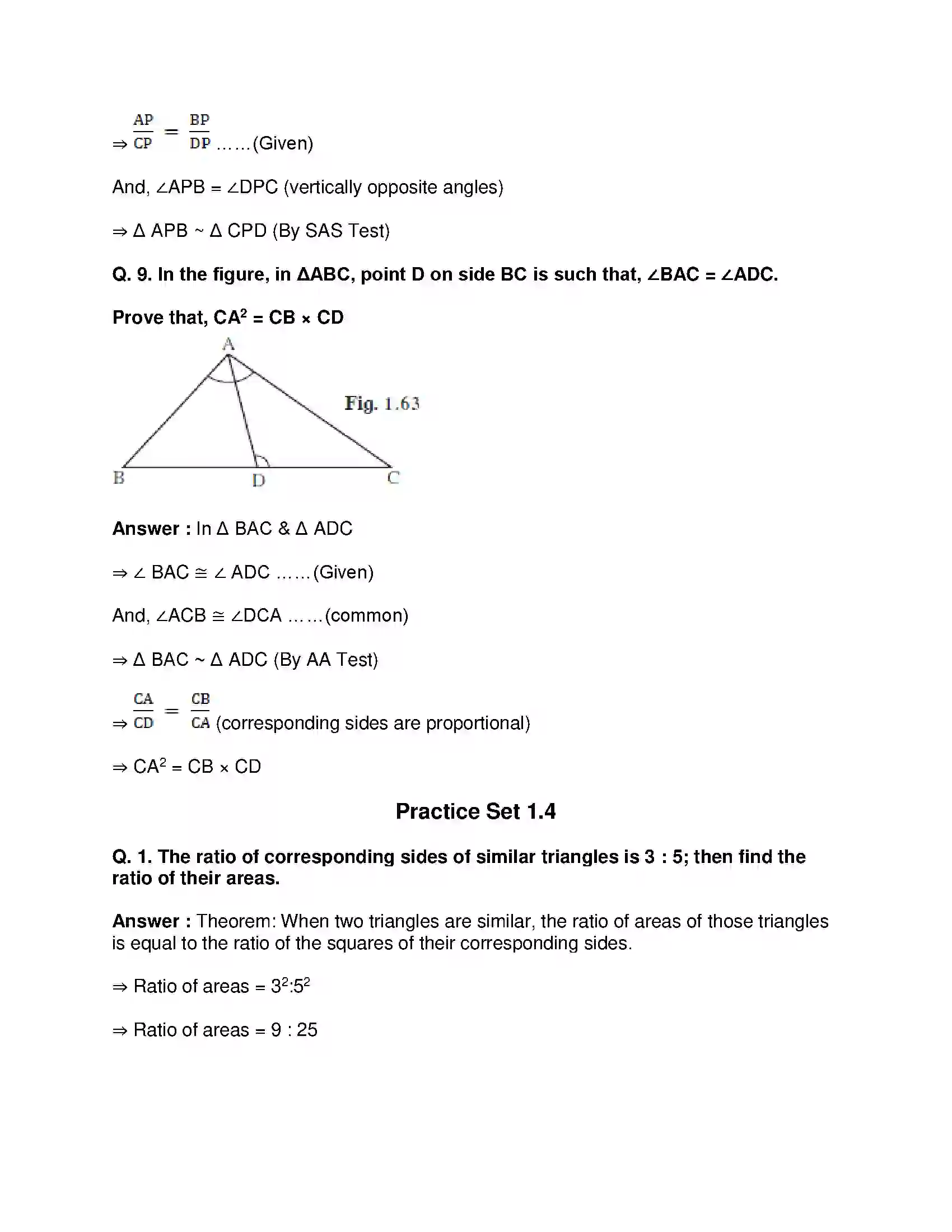 Maharashtra Board Class 10th Mathematics Part-II - English Medium Similarity Solution 21