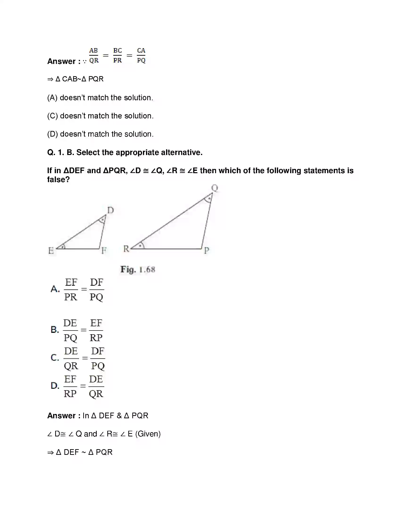 Maharashtra Board Class 10th Mathematics Part-II - English Medium Similarity Solution 26