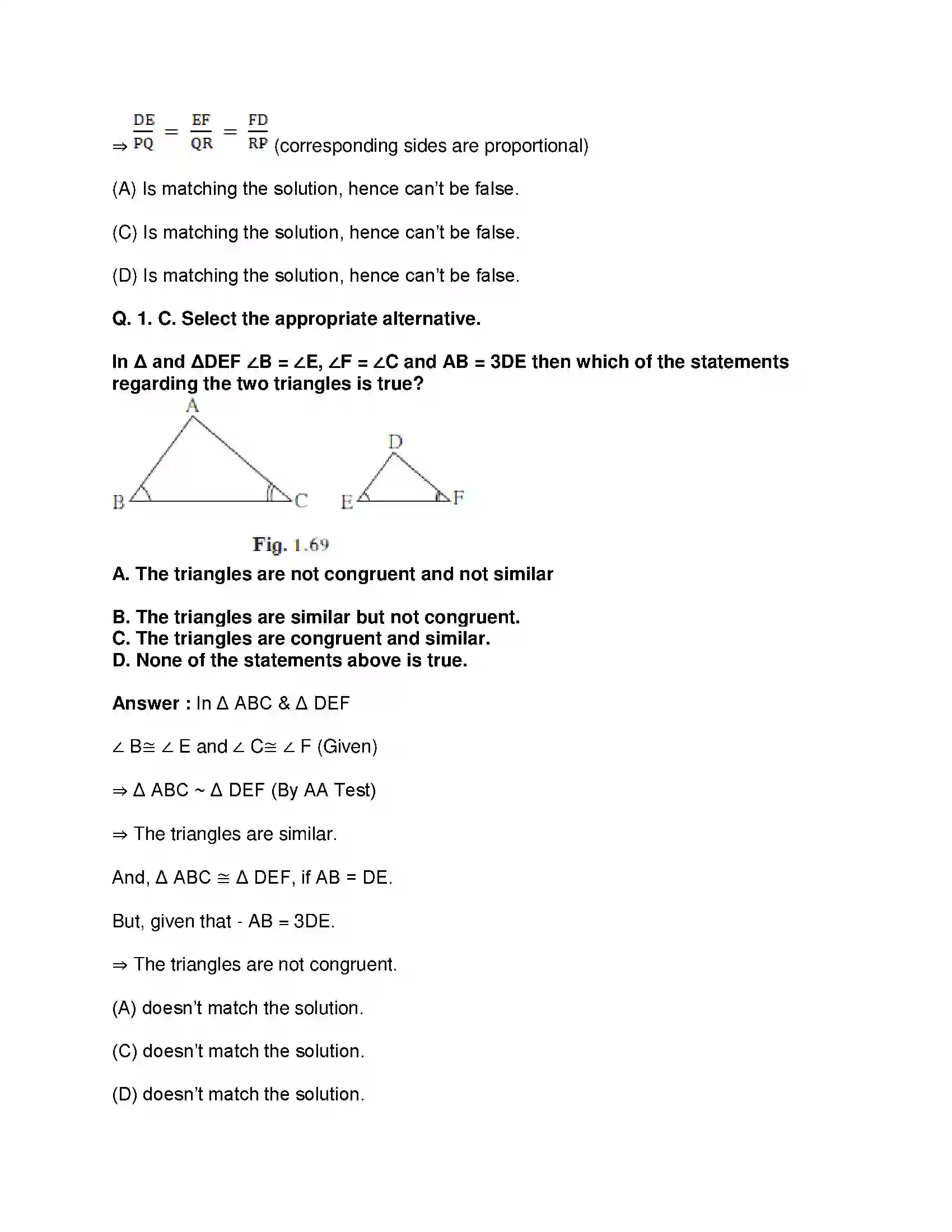 Maharashtra Board Class 10th Mathematics Part-II - English Medium Similarity Solution 27