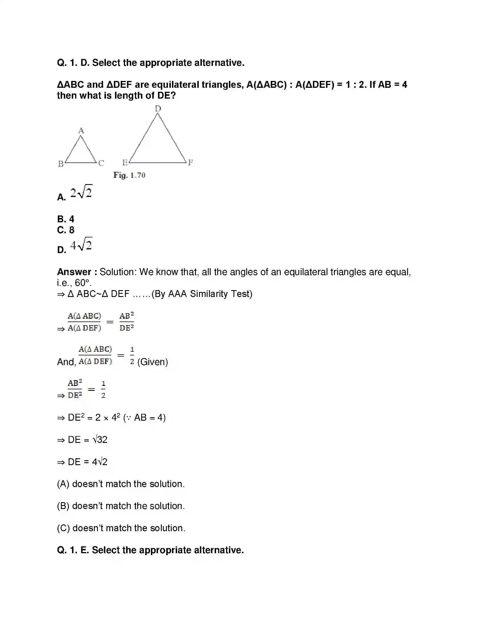 Maharashtra Board Class 10th Mathematics Part-II - English Medium Similarity Solution 28