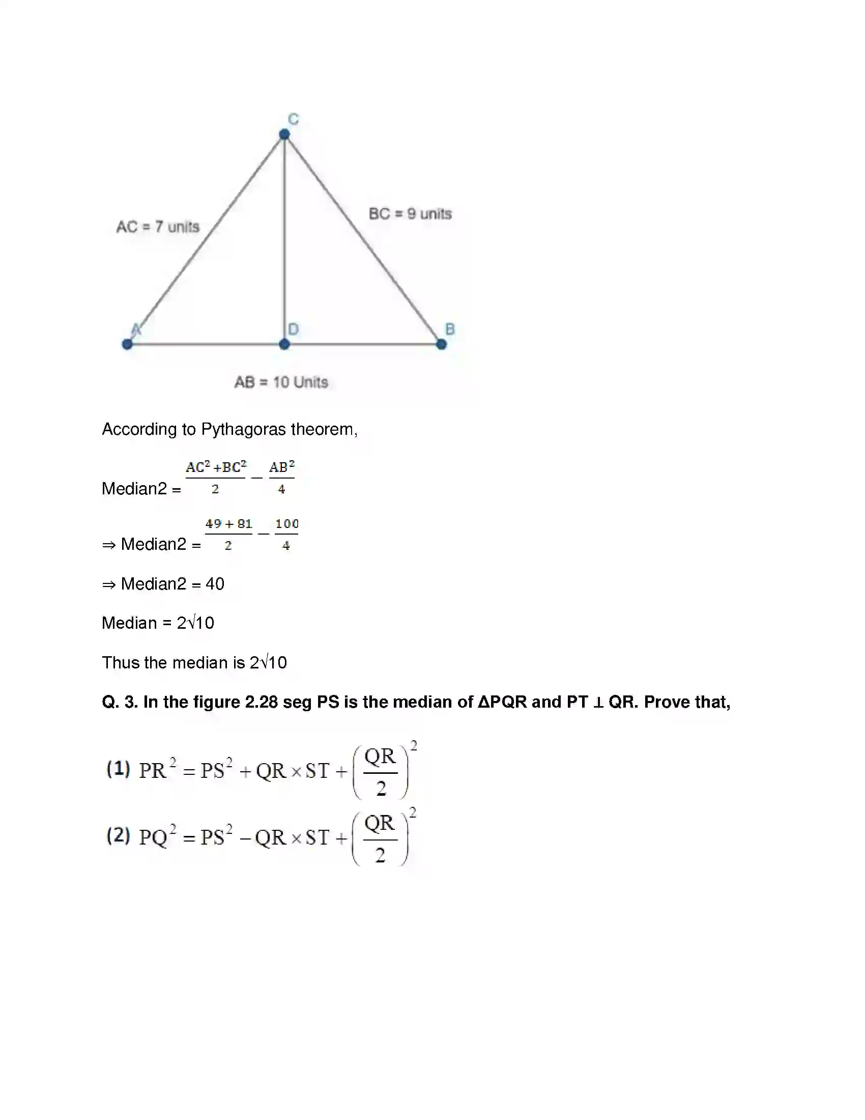 Maharashtra Board Class 10th Mathematics Part-II - English Medium Pythagoras Theorem Solution 11