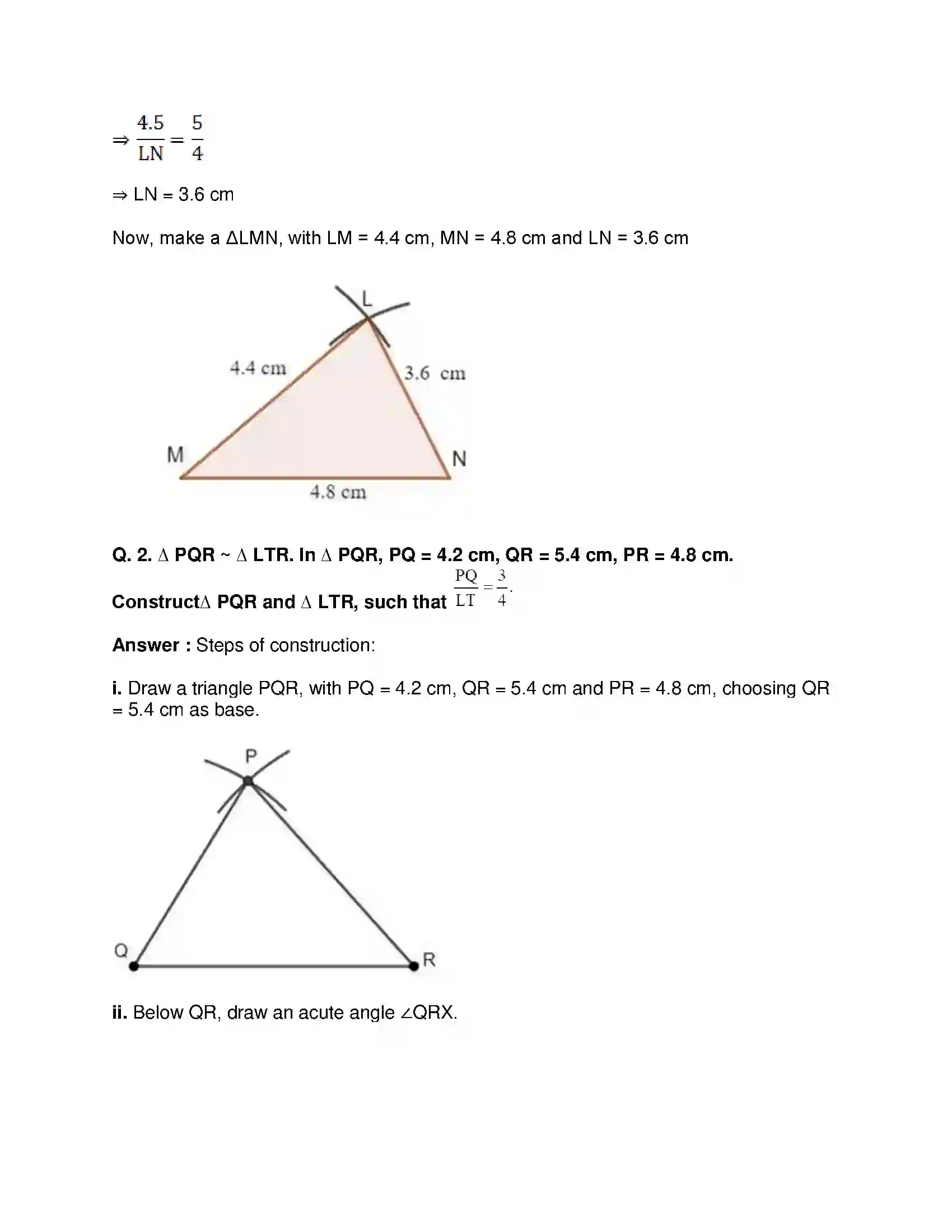 Maharashtra Board Class 10th Mathematics Part-II - English Medium Geometric Constructions Solution 2
