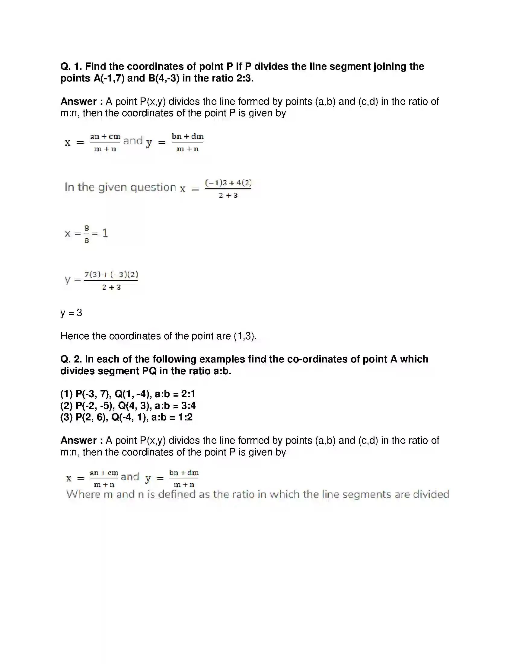 Maharashtra Board Class 10th Mathematics Part-II - English Medium Co-ordinate Geometry Solution 10