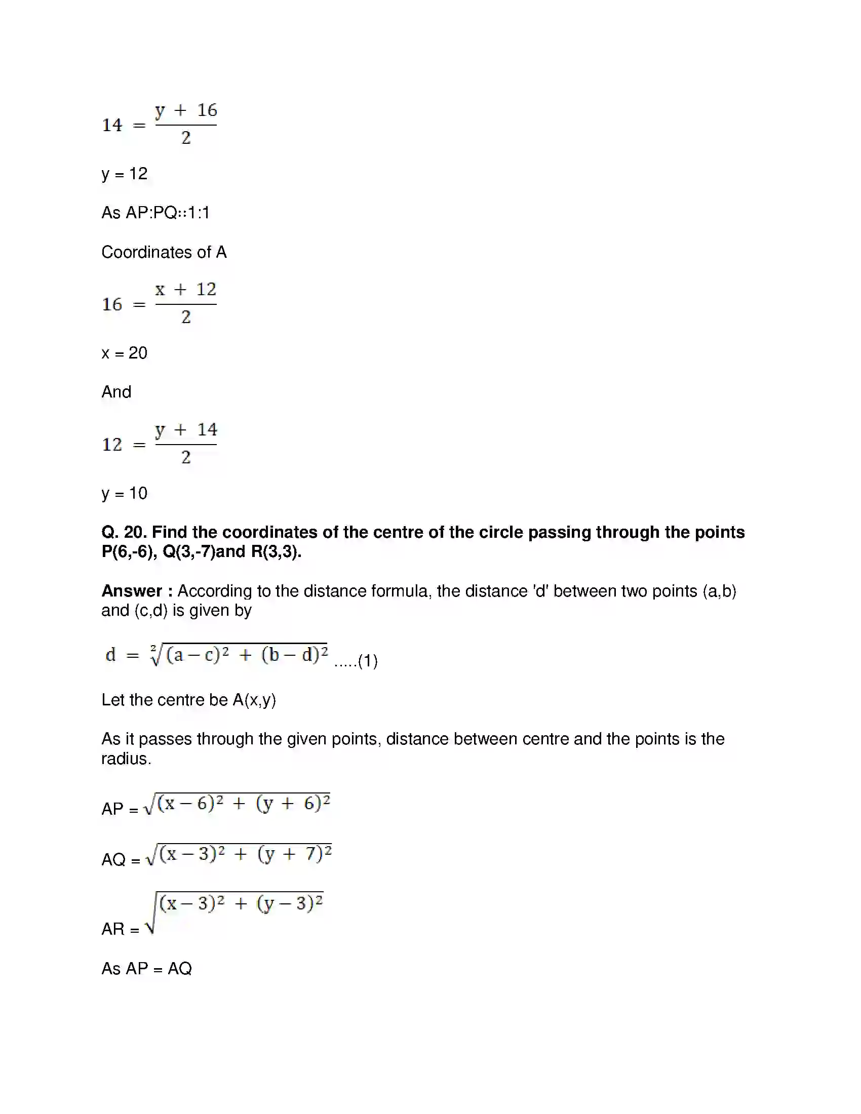 Maharashtra Board Class 10th Mathematics Part-II - English Medium Co-ordinate Geometry Solution 45