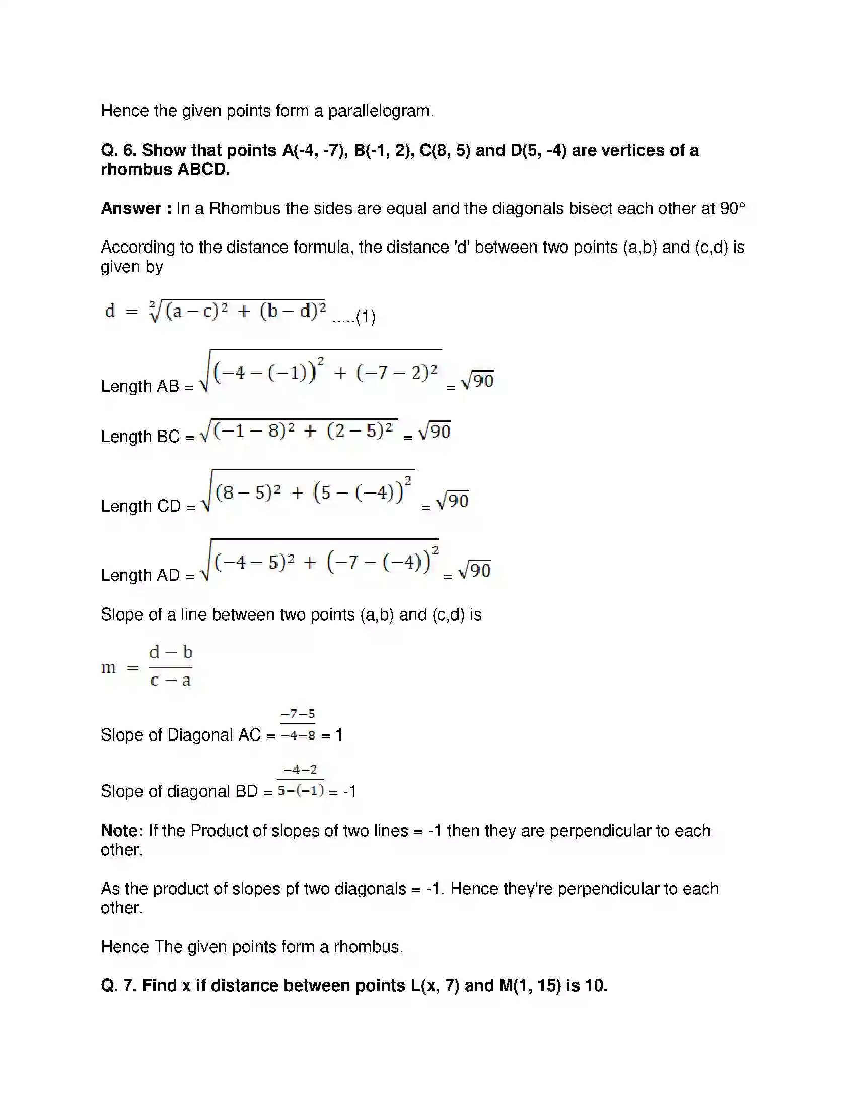 Maharashtra Board Class 10th Mathematics Part-II - English Medium Co-ordinate Geometry Solution 8