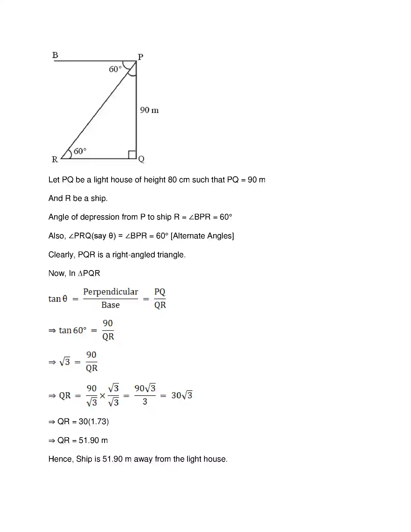 Maharashtra Board Class 10th Mathematics Part-II - English Medium Trigonometry Solution 14