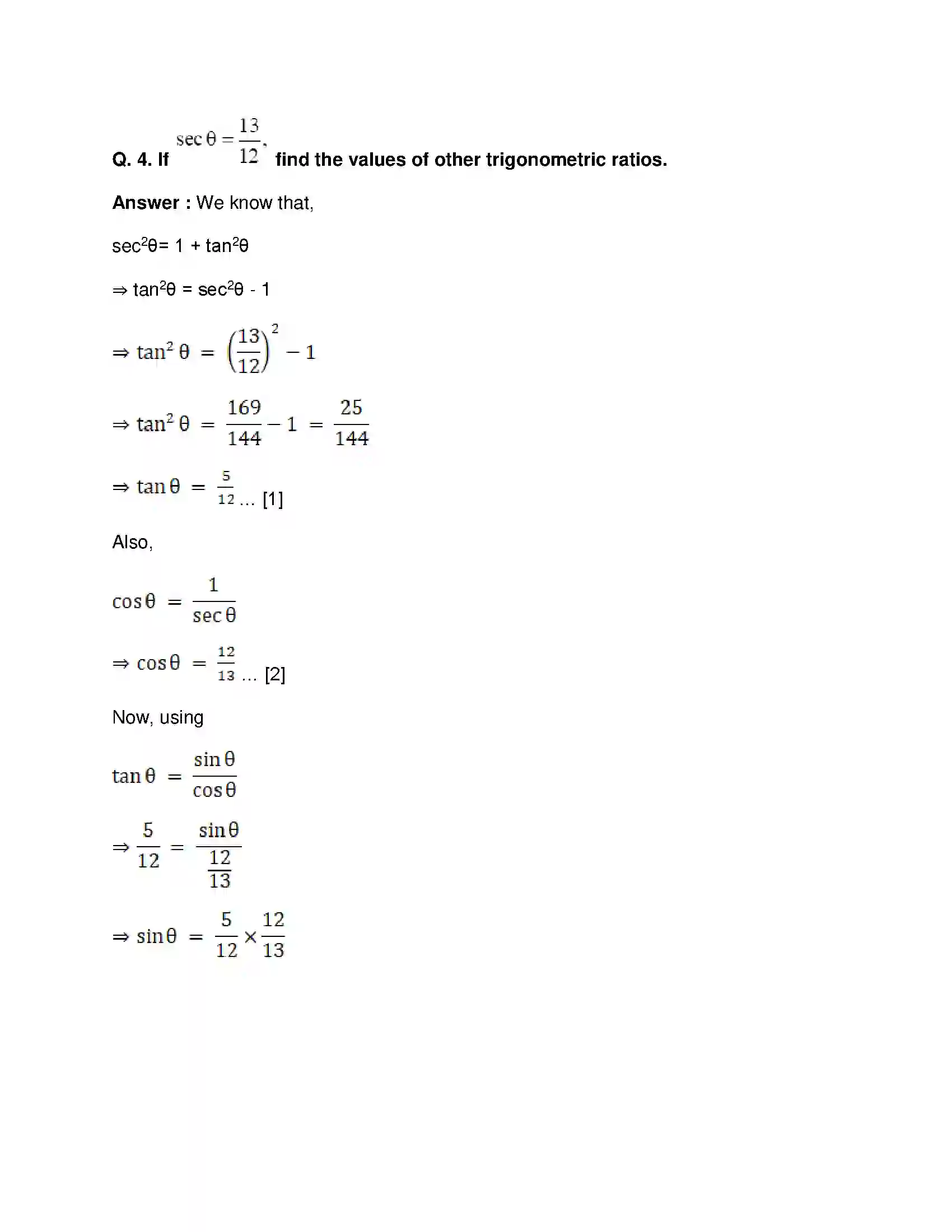 Maharashtra Board Class 10th Mathematics Part-II - English Medium Trigonometry Solution 23