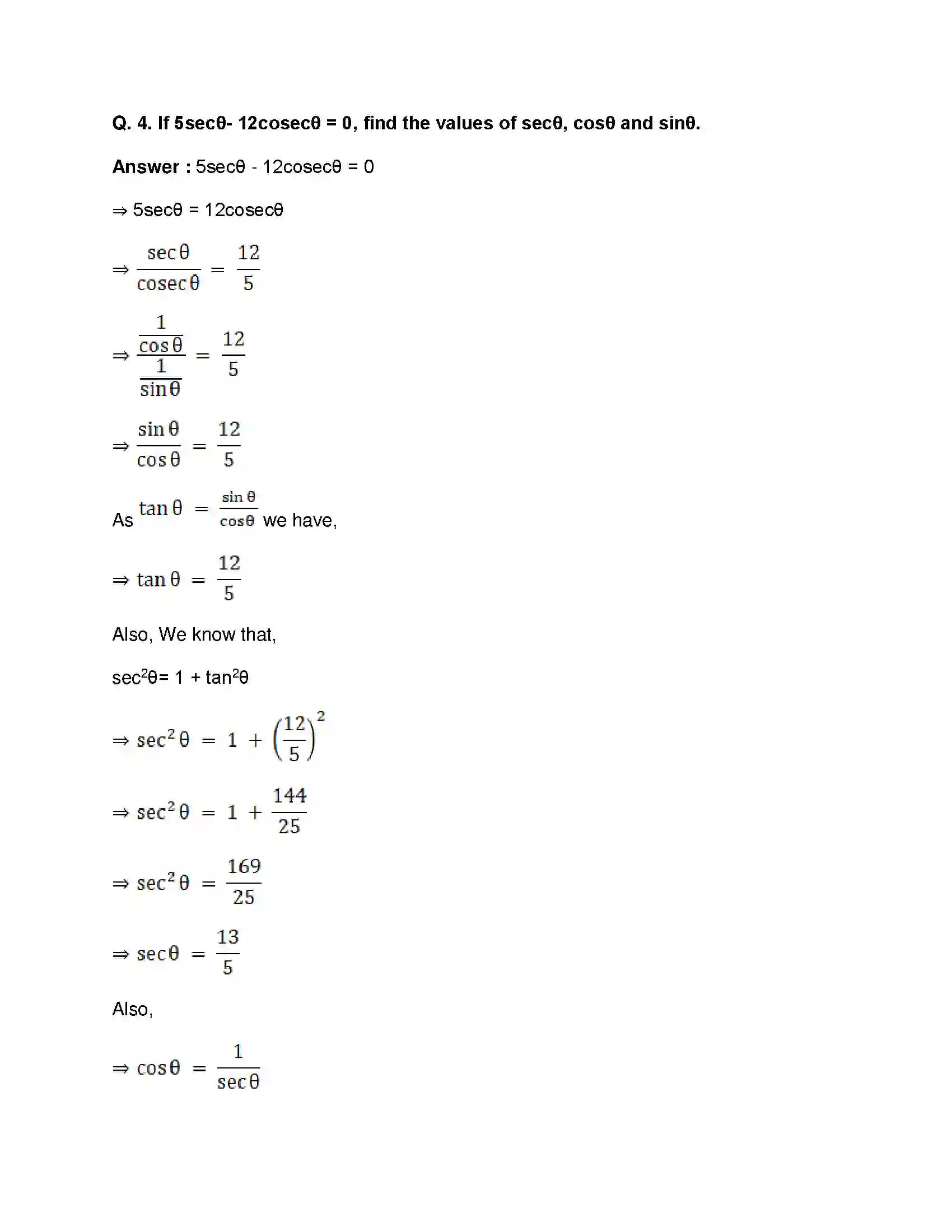Maharashtra Board Class 10th Mathematics Part-II - English Medium Trigonometry Solution 3