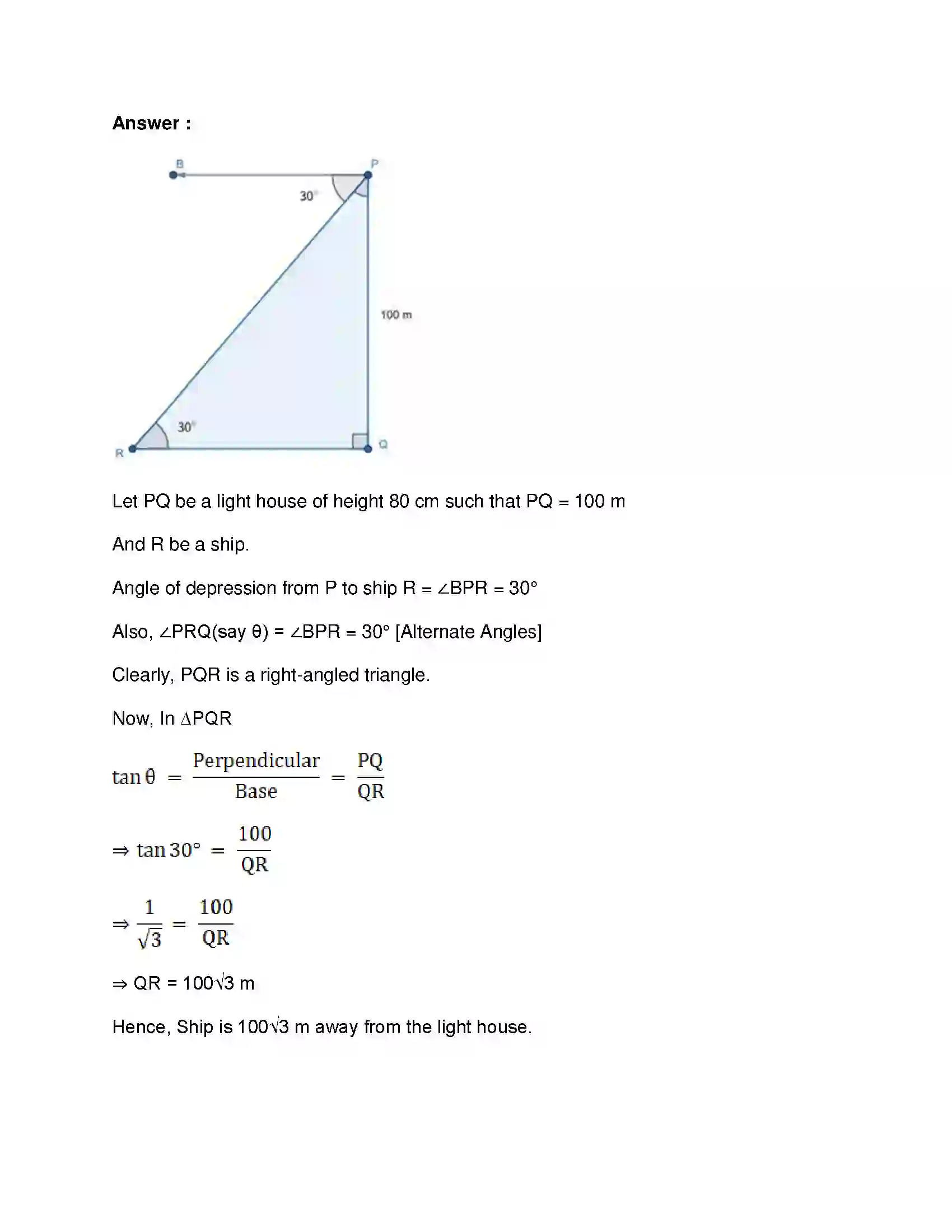 Maharashtra Board Class 10th Mathematics Part-II - English Medium Trigonometry Solution 31