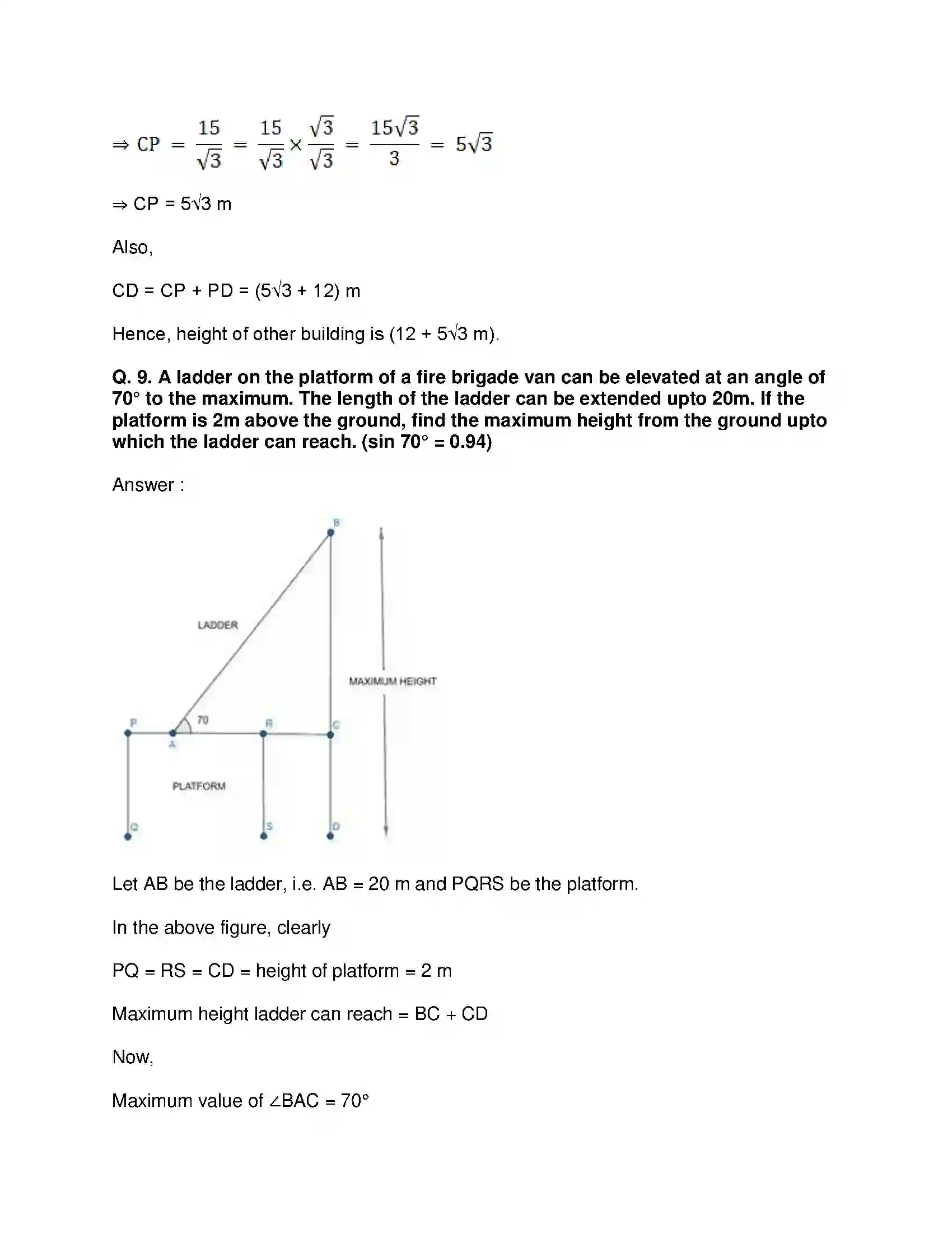 Maharashtra Board Class 10th Mathematics Part-II - English Medium Trigonometry Solution 33