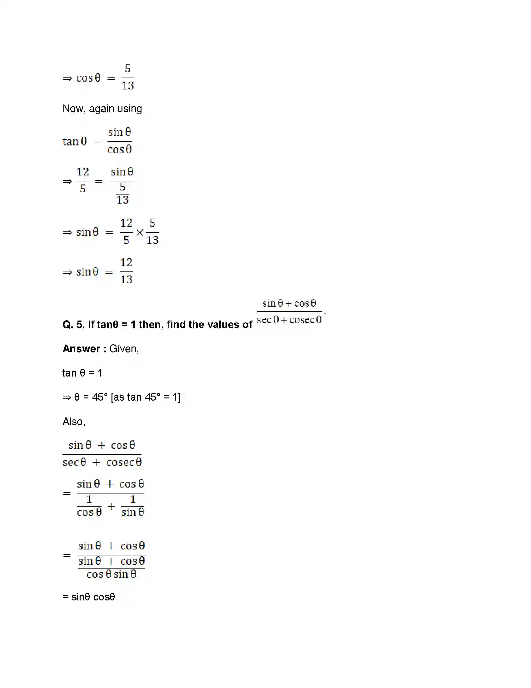 Maharashtra Board Class 10th Mathematics Part-II - English Medium Trigonometry Solution 4