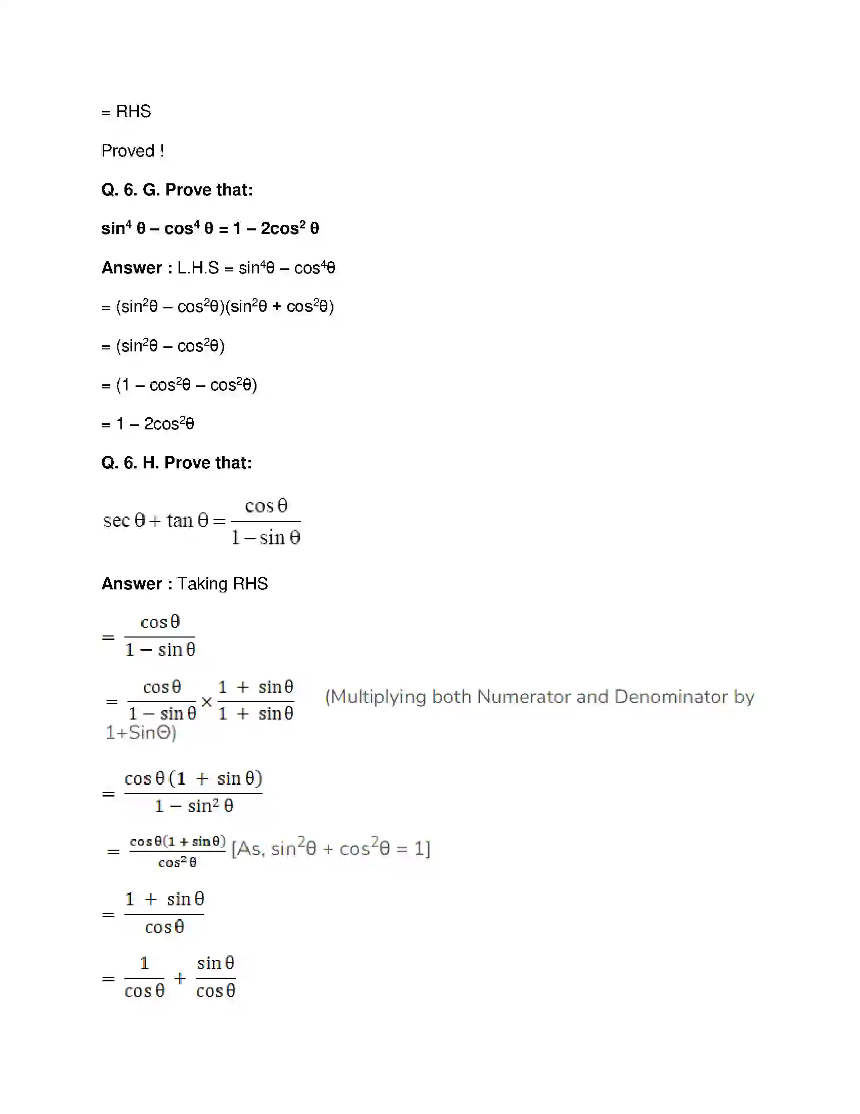 Maharashtra Board Class 10th Mathematics Part-II - English Medium Trigonometry Solution 9