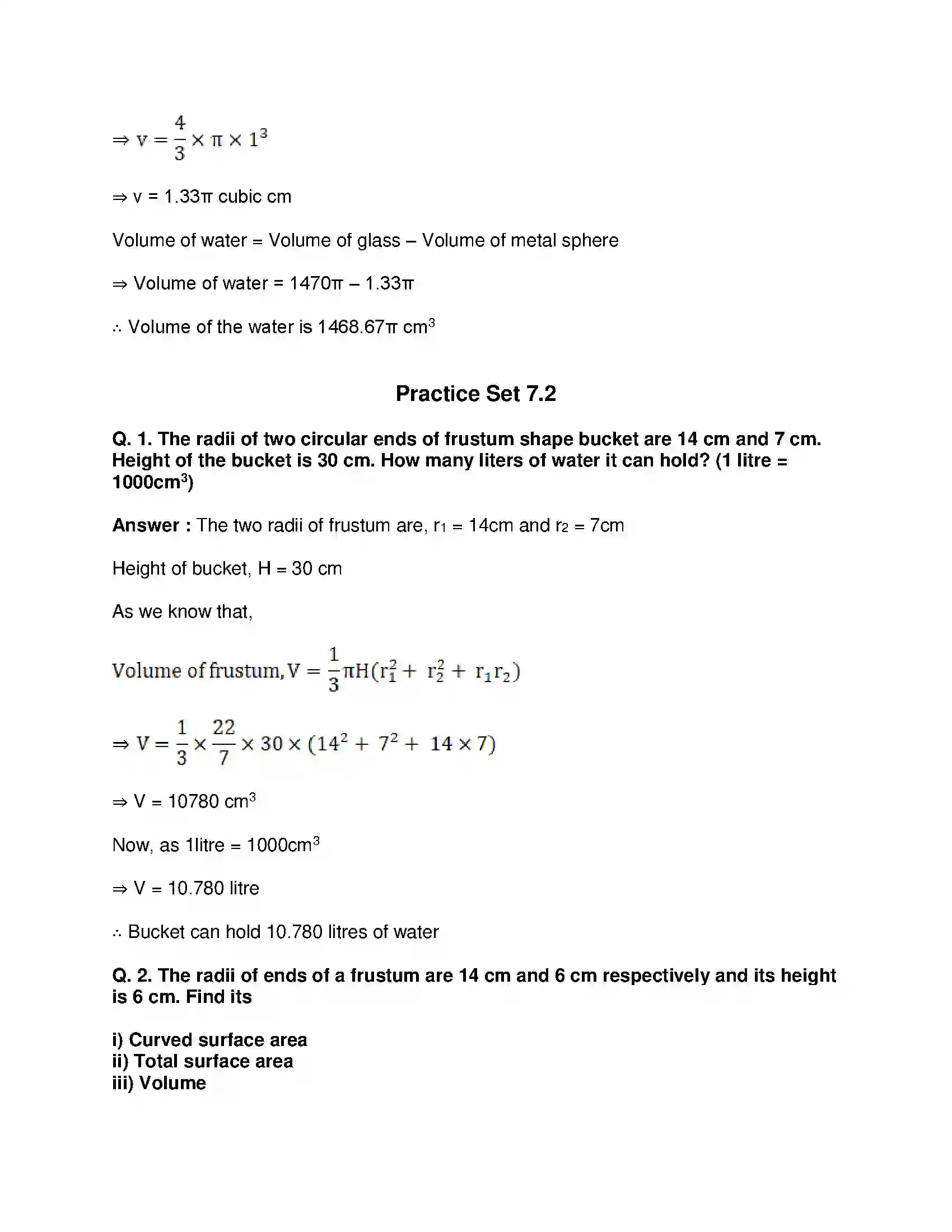 Maharashtra Board Class 10th Mathematics Part-II - English Medium Mensuration Solution 10
