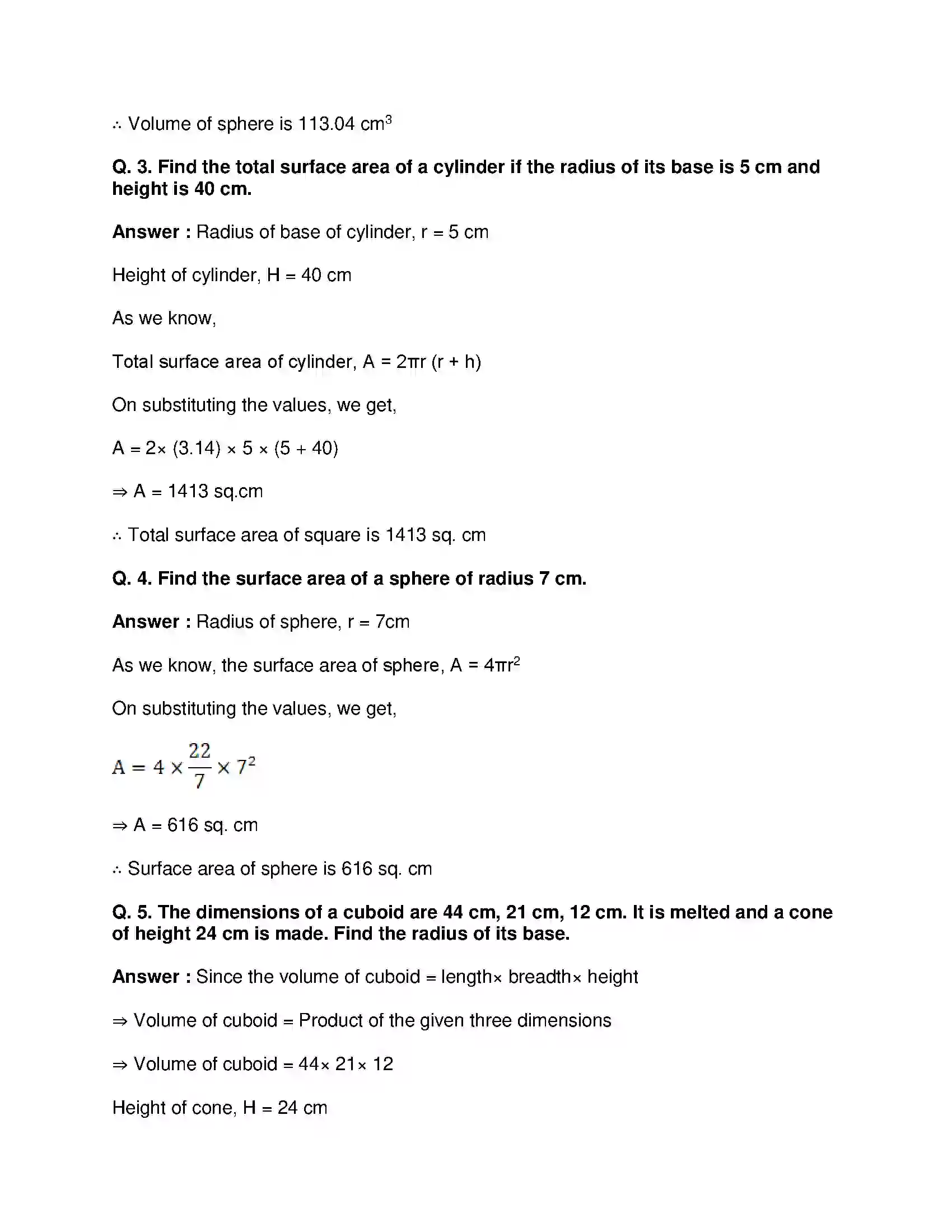 Maharashtra Board Class 10th Mathematics Part-II - English Medium Mensuration Solution 2
