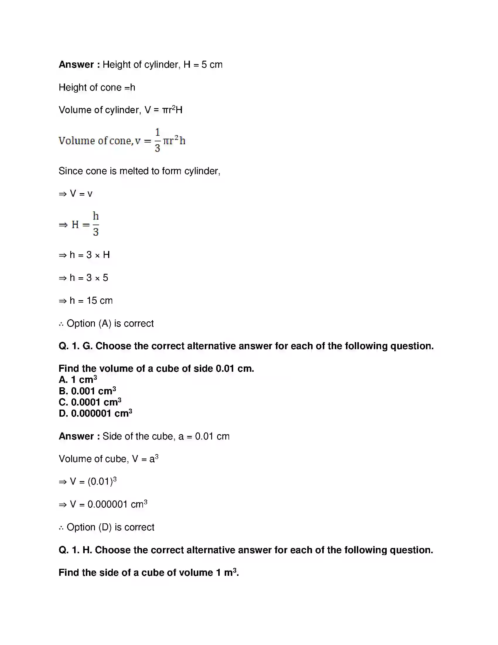 Maharashtra Board Class 10th Mathematics Part-II - English Medium Mensuration Solution 35
