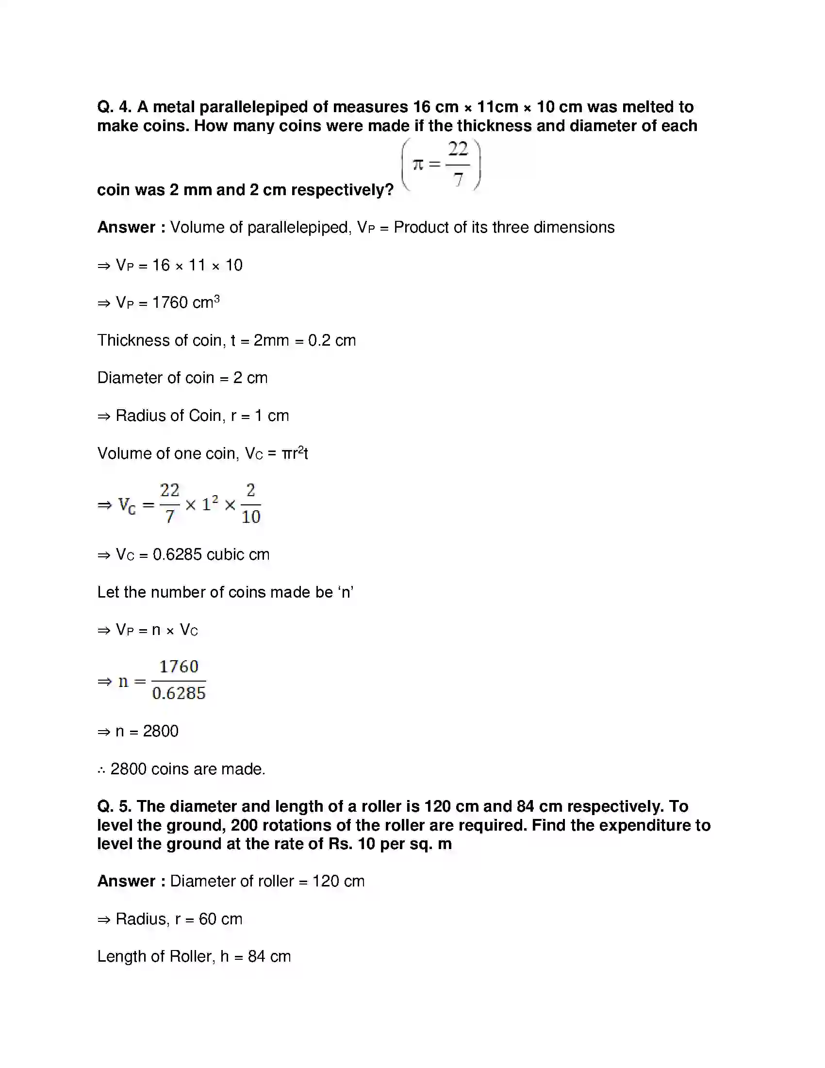 Maharashtra Board Class 10th Mathematics Part-II - English Medium Mensuration Solution 38