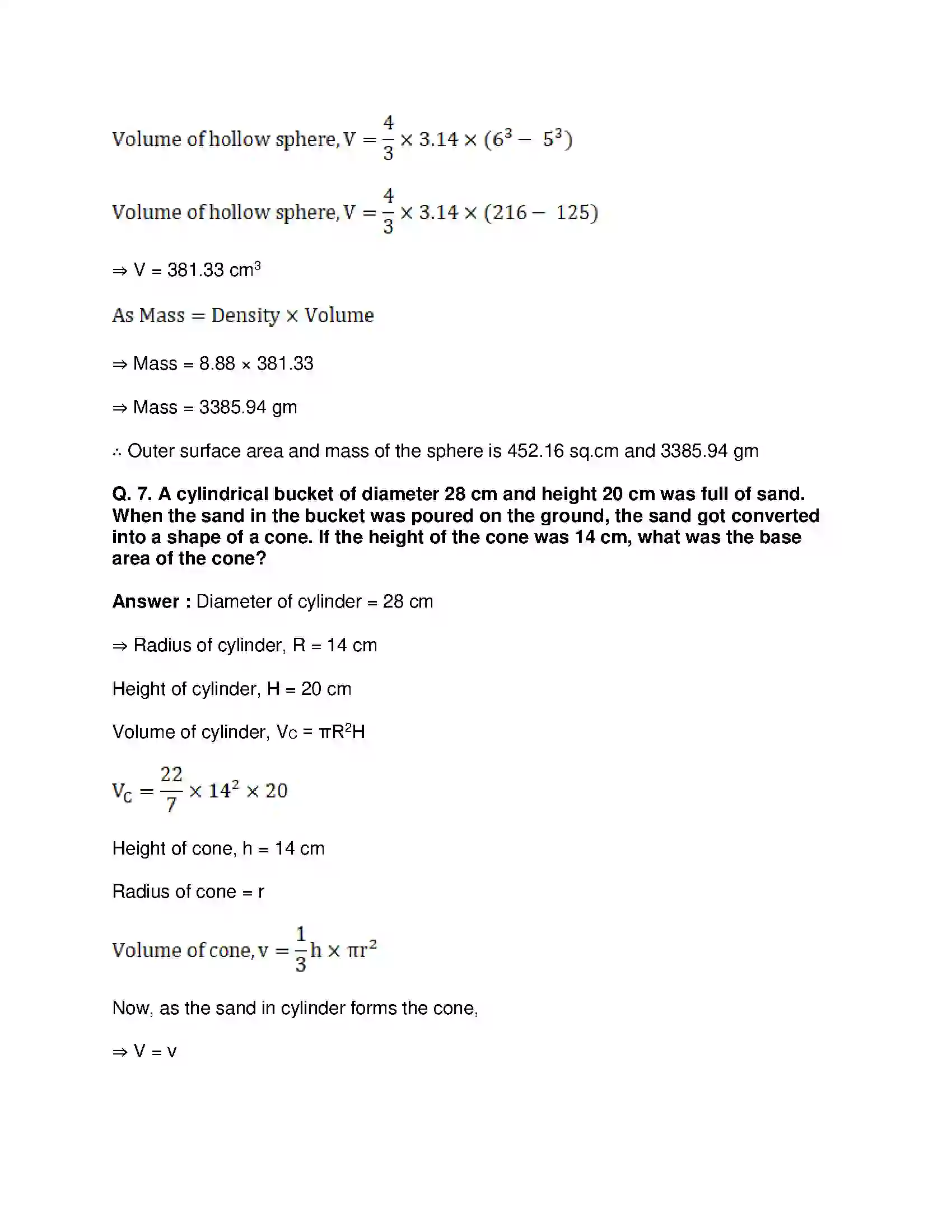 Maharashtra Board Class 10th Mathematics Part-II - English Medium Mensuration Solution 40