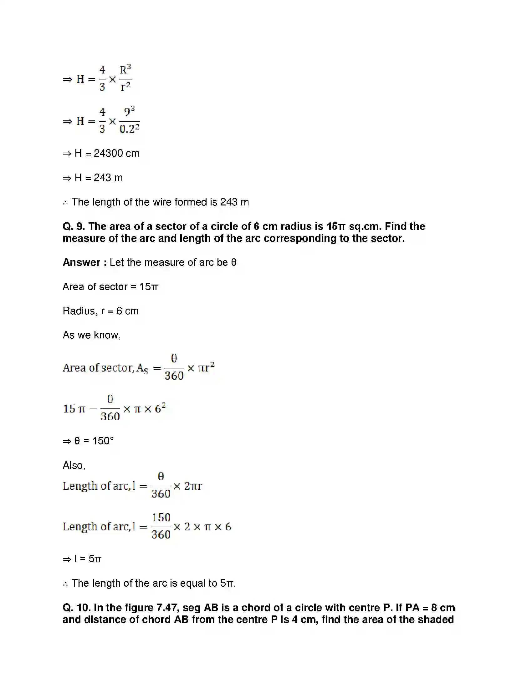 Maharashtra Board Class 10th Mathematics Part-II - English Medium Mensuration Solution 42