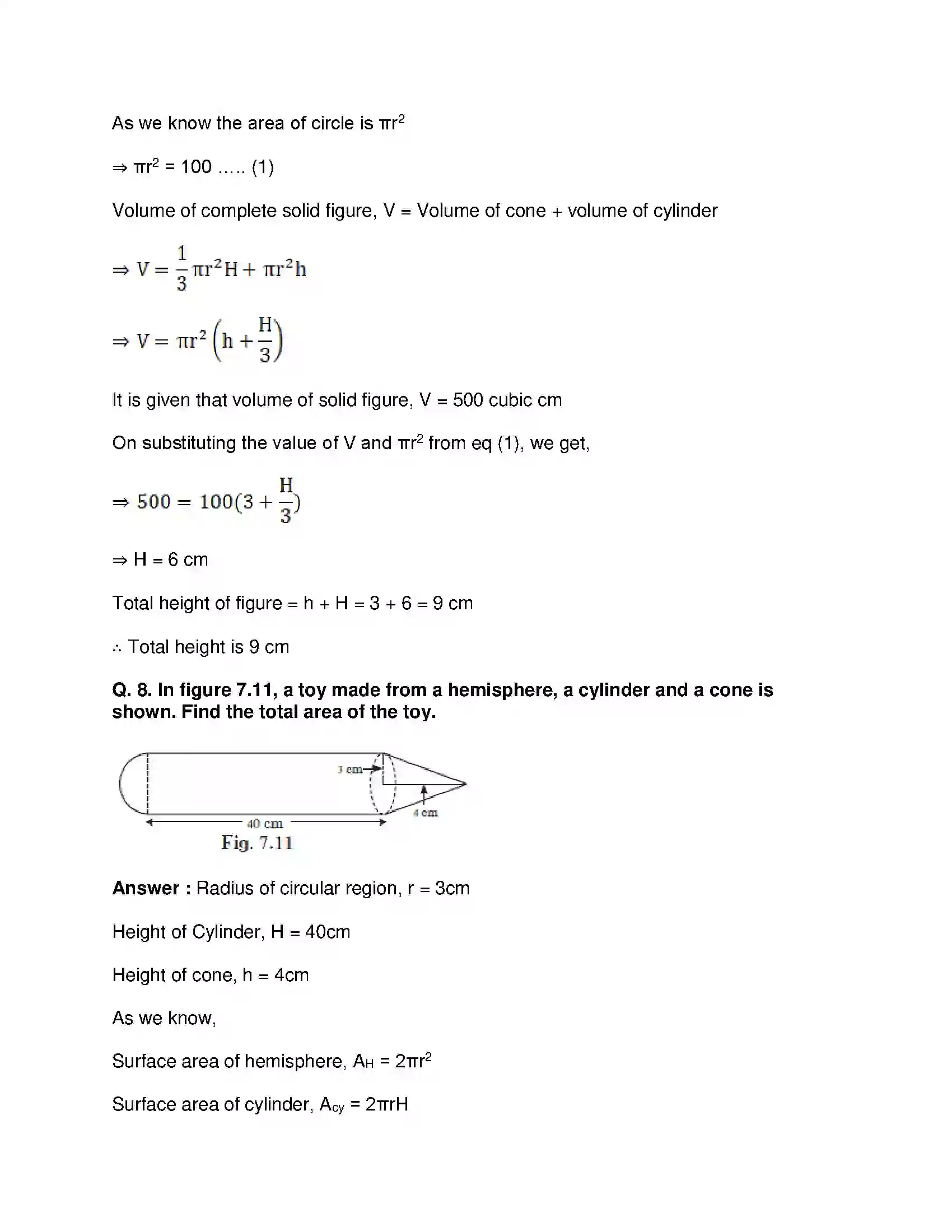 Maharashtra Board Class 10th Mathematics Part-II - English Medium Mensuration Solution 5