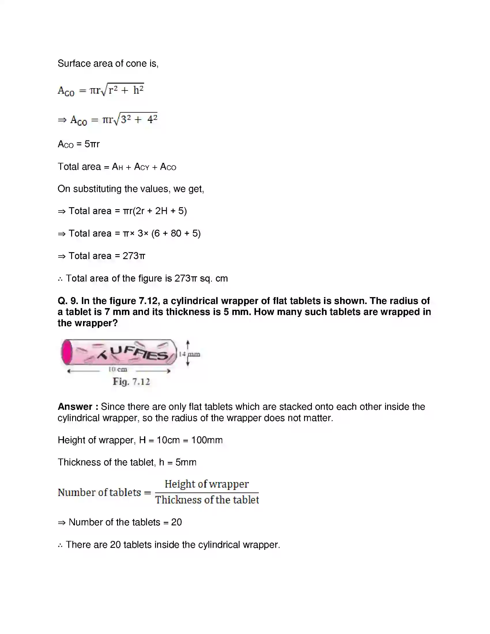 Maharashtra Board Class 10th Mathematics Part-II - English Medium Mensuration Solution 6