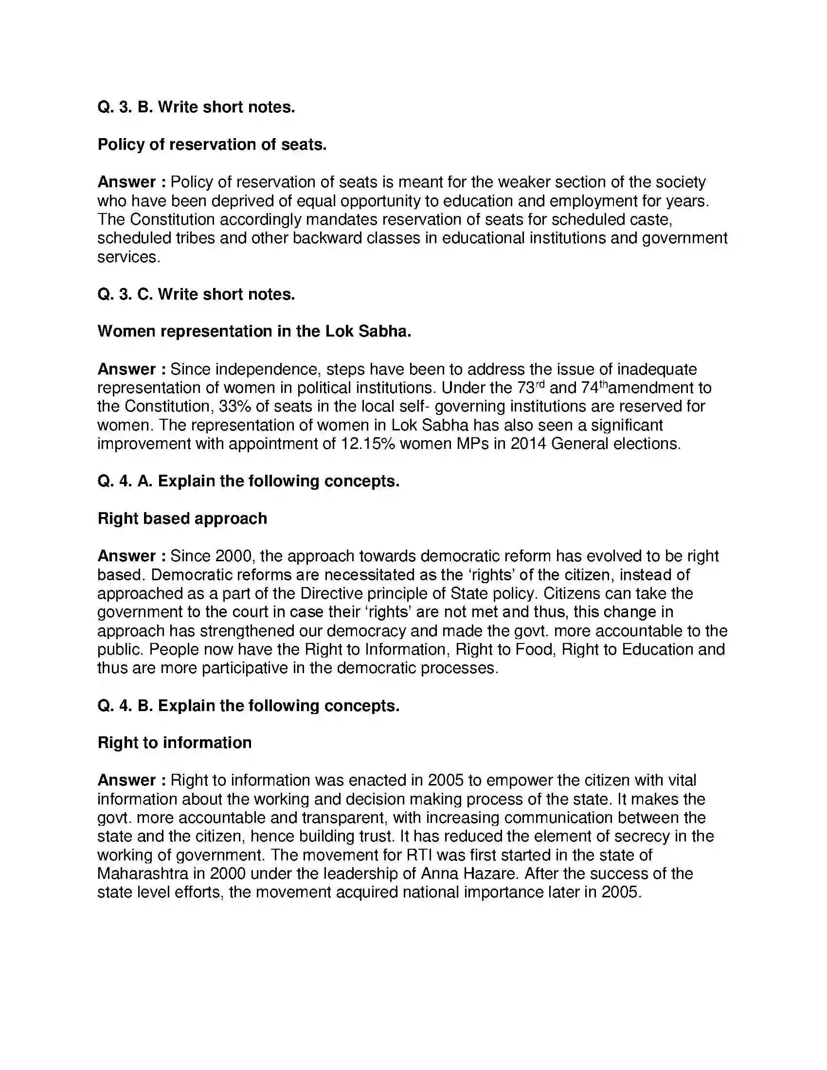 Maharashtra Board Class 10th Political Science - English Medium Working of the Constitution Solution 3