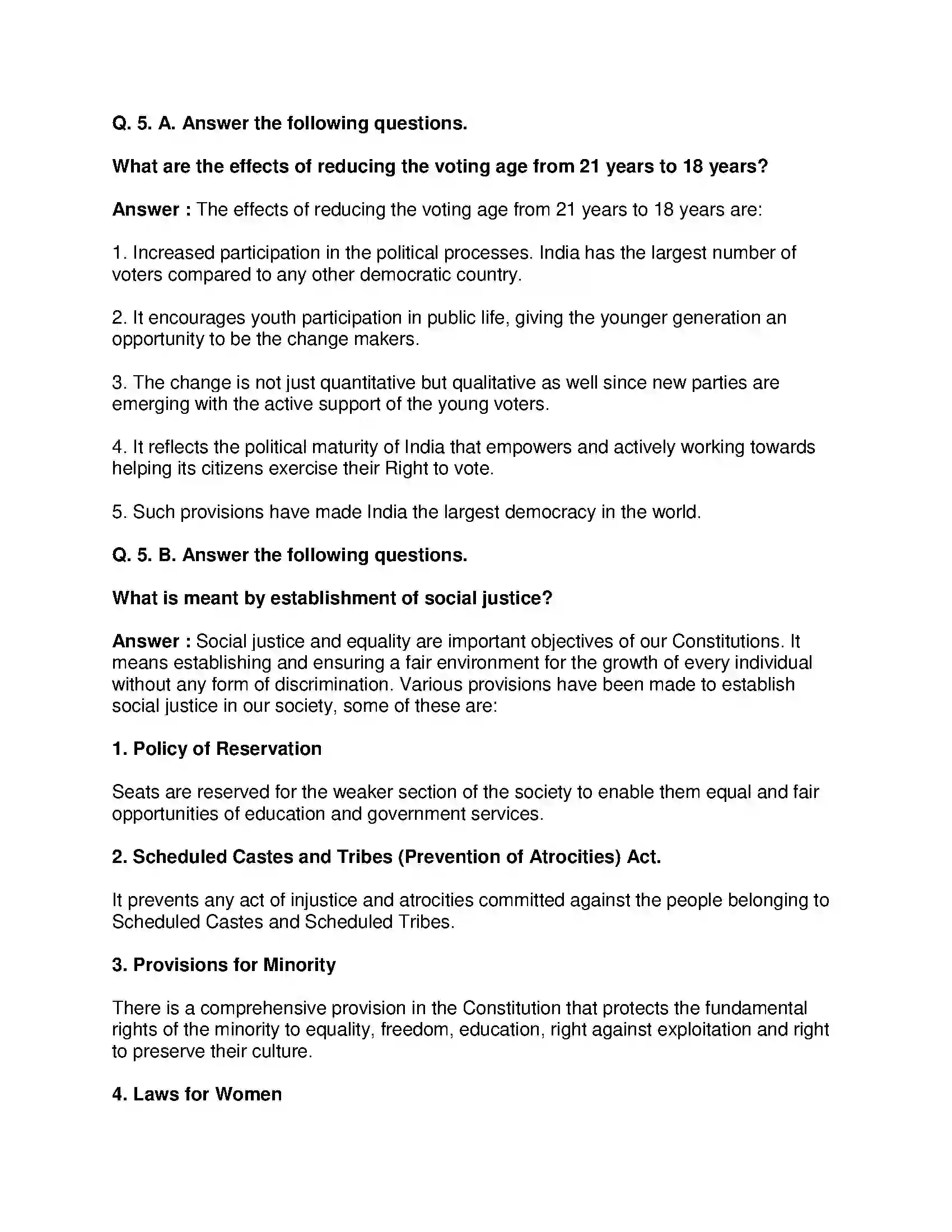 Maharashtra Board Class 10th Political Science - English Medium Working of the Constitution Solution 4