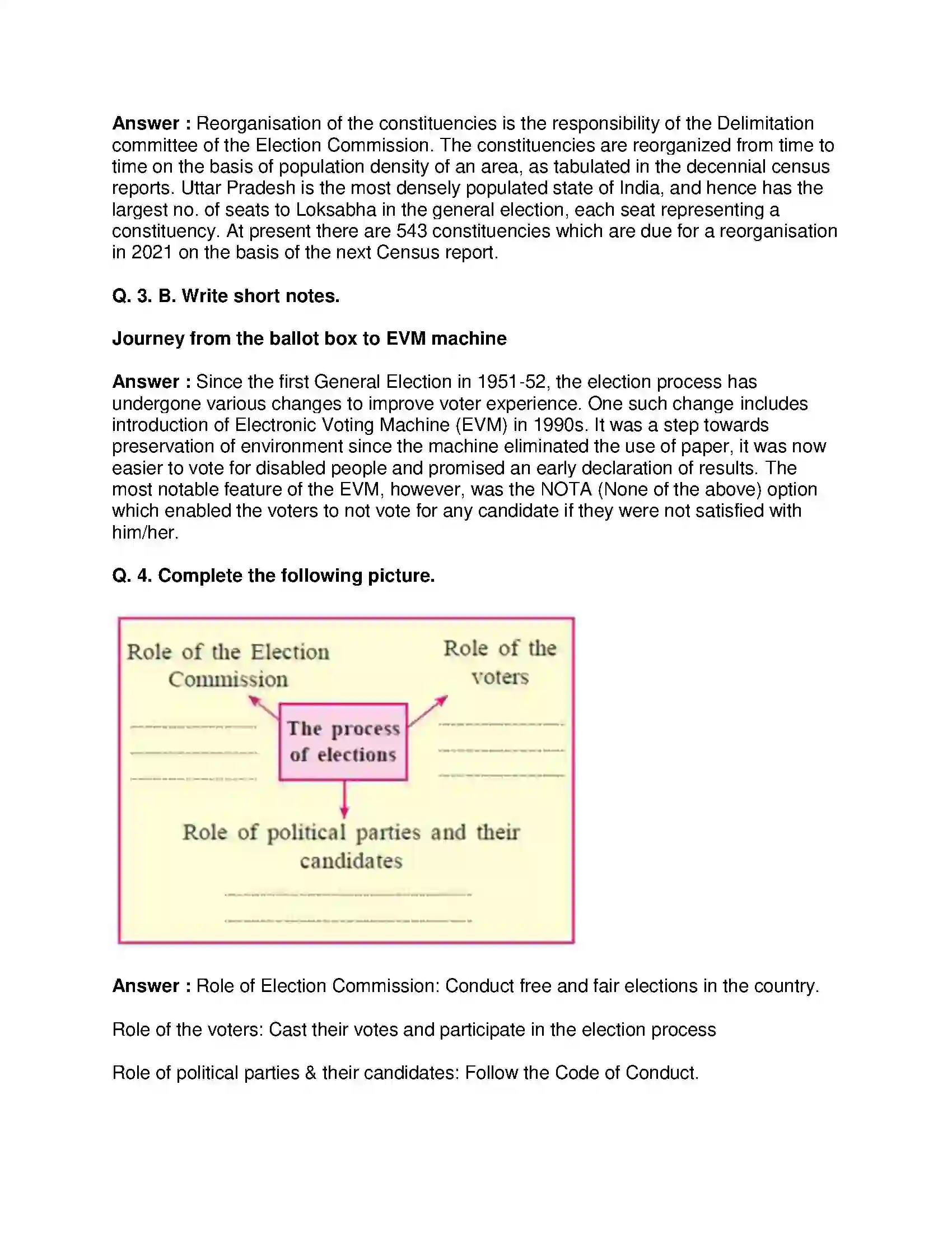 Maharashtra Board Class 10th Political Science - English Medium The Electoral Process Solution 3